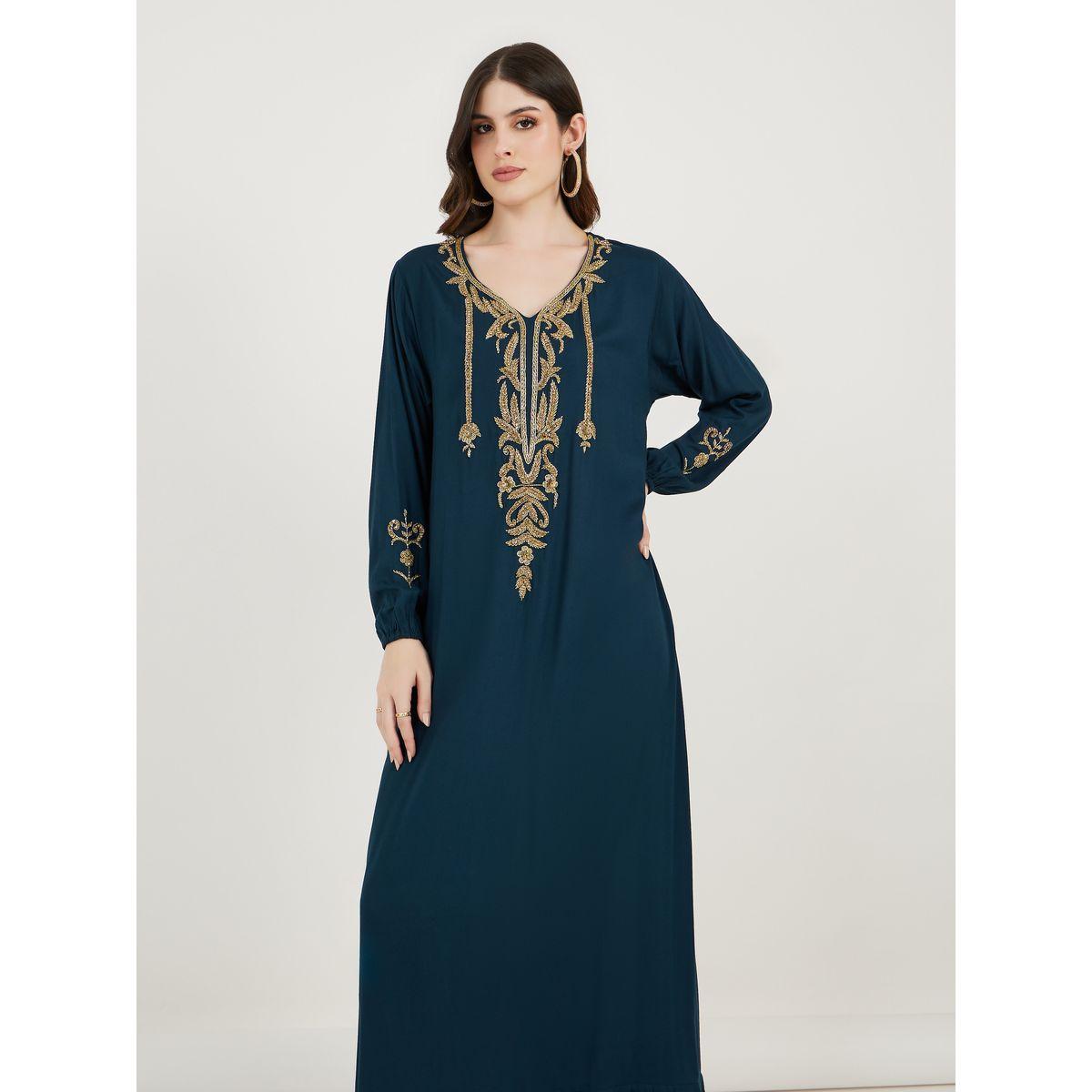قفطان طويل مزين بالخرز ماكسيم كرييشن × ستايلي-women-arabicclothing-kaftan-image-2