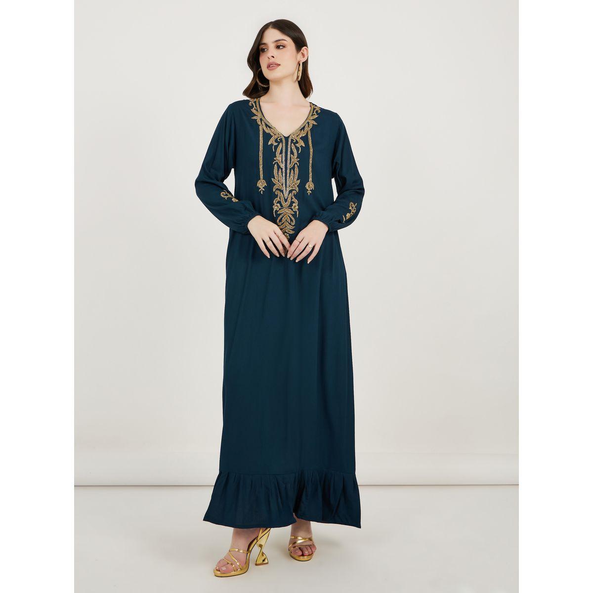 قفطان طويل مزين بالخرز ماكسيم كرييشن × ستايلي-women-arabicclothing-kaftan-image-3