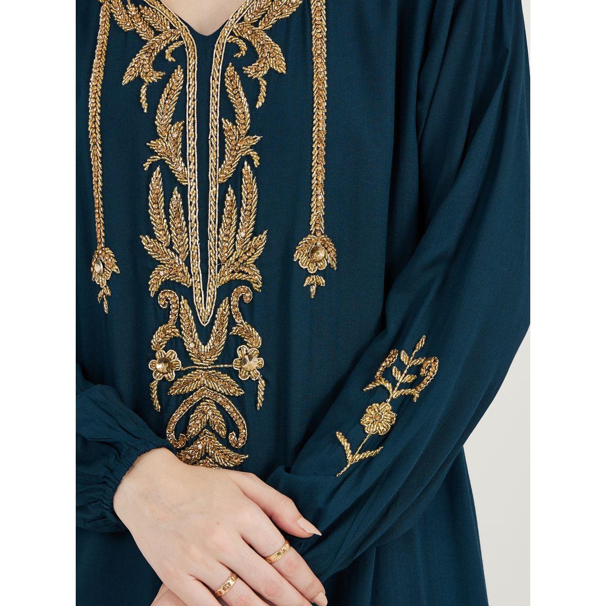 قفطان طويل مزين بالخرز ماكسيم كرييشن × ستايلي-women-arabicclothing-kaftan-image-4