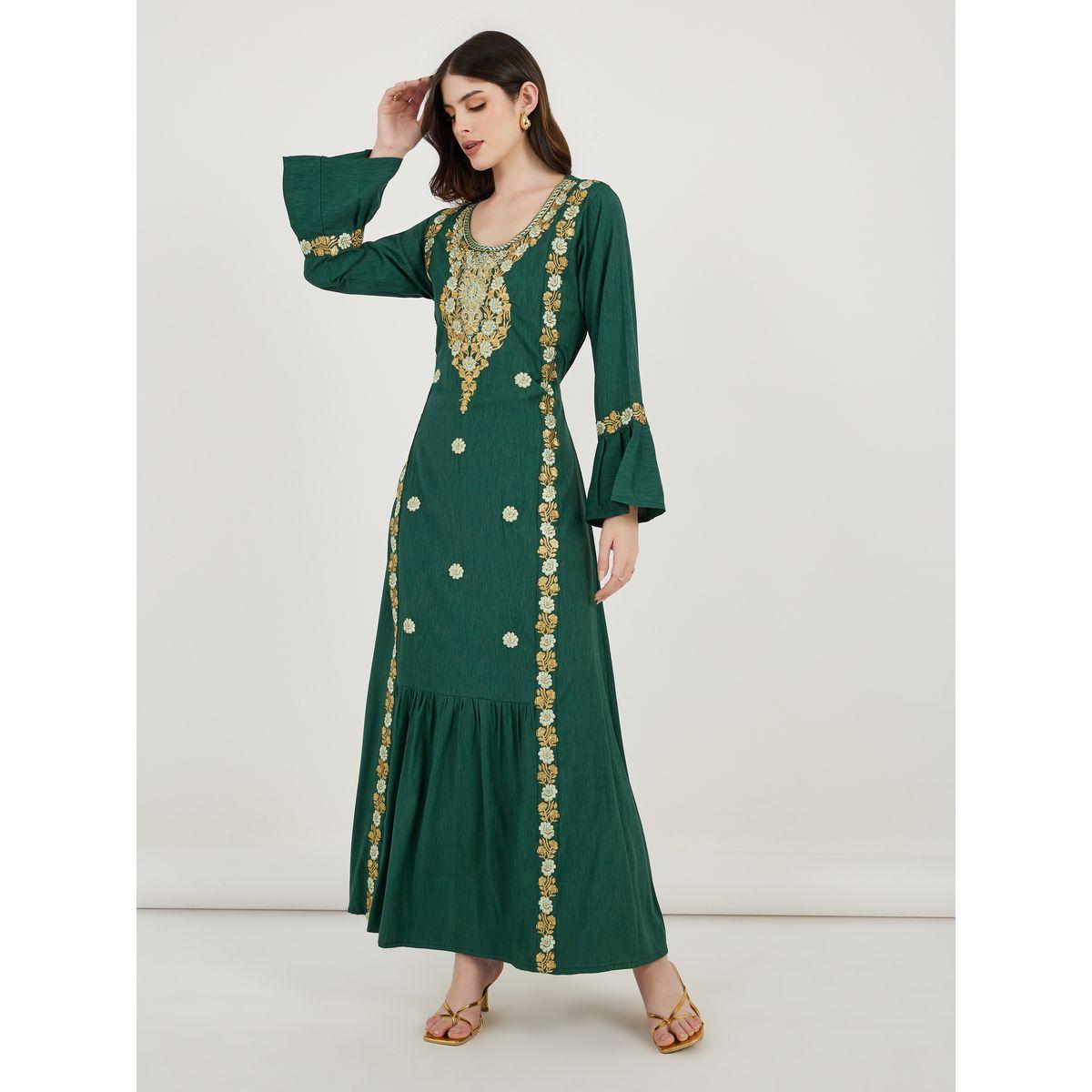 Maxim Creation X Styli  Embroidered Cotton Kaftan with Bell Sleeves-women-arabicclothing-kaftan-image-1