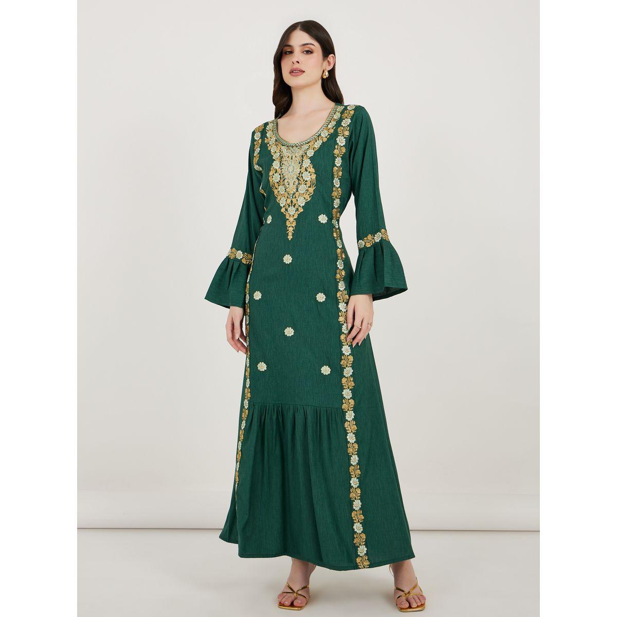 Maxim Creation X Styli  Embroidered Cotton Kaftan with Bell Sleeves-women-arabicclothing-kaftan-image-4