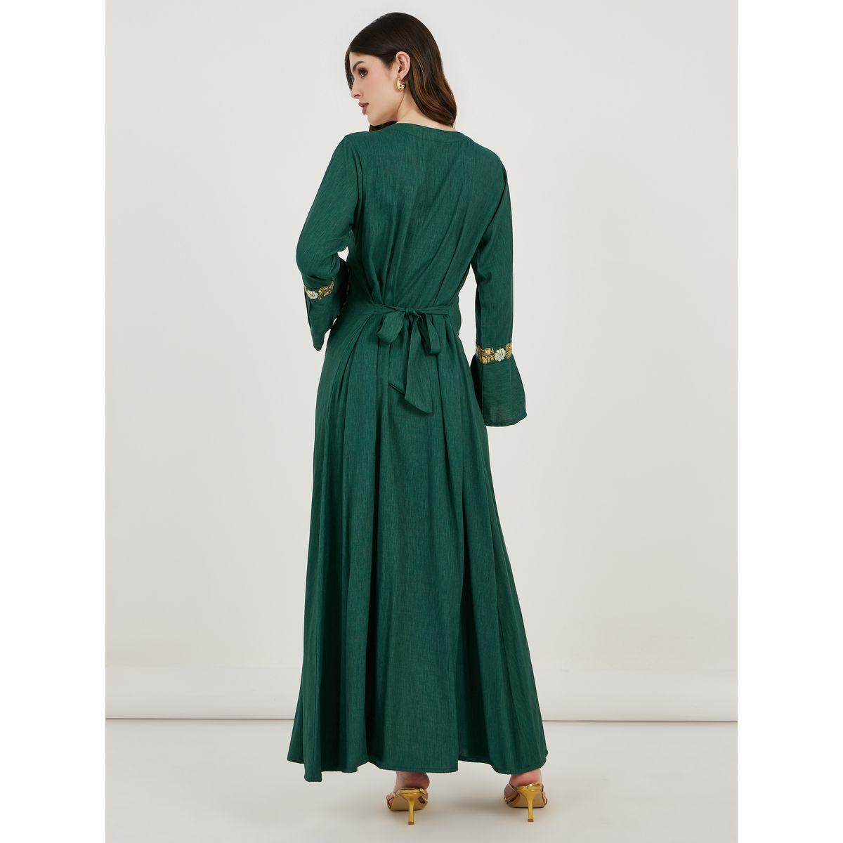 Maxim Creation X Styli  Embroidered Cotton Kaftan with Bell Sleeves-women-arabicclothing-kaftan-image-6