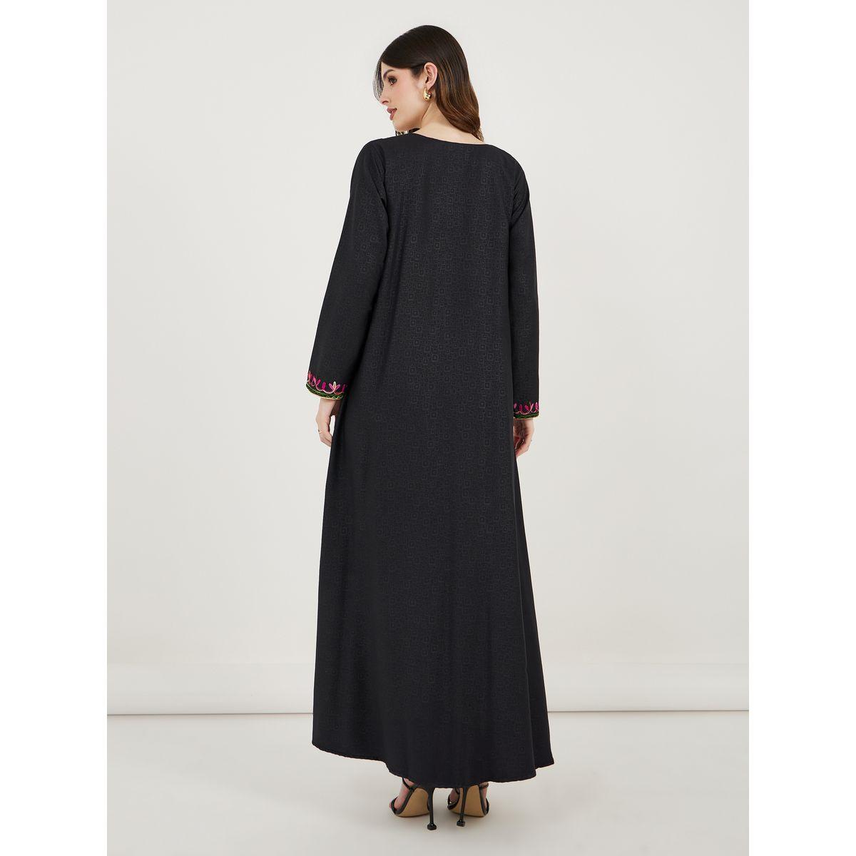 Maxim Creation X Styli  Embroidered V Neck Kaftan with Printed Panel-women-arabicclothing-kaftan-image-5