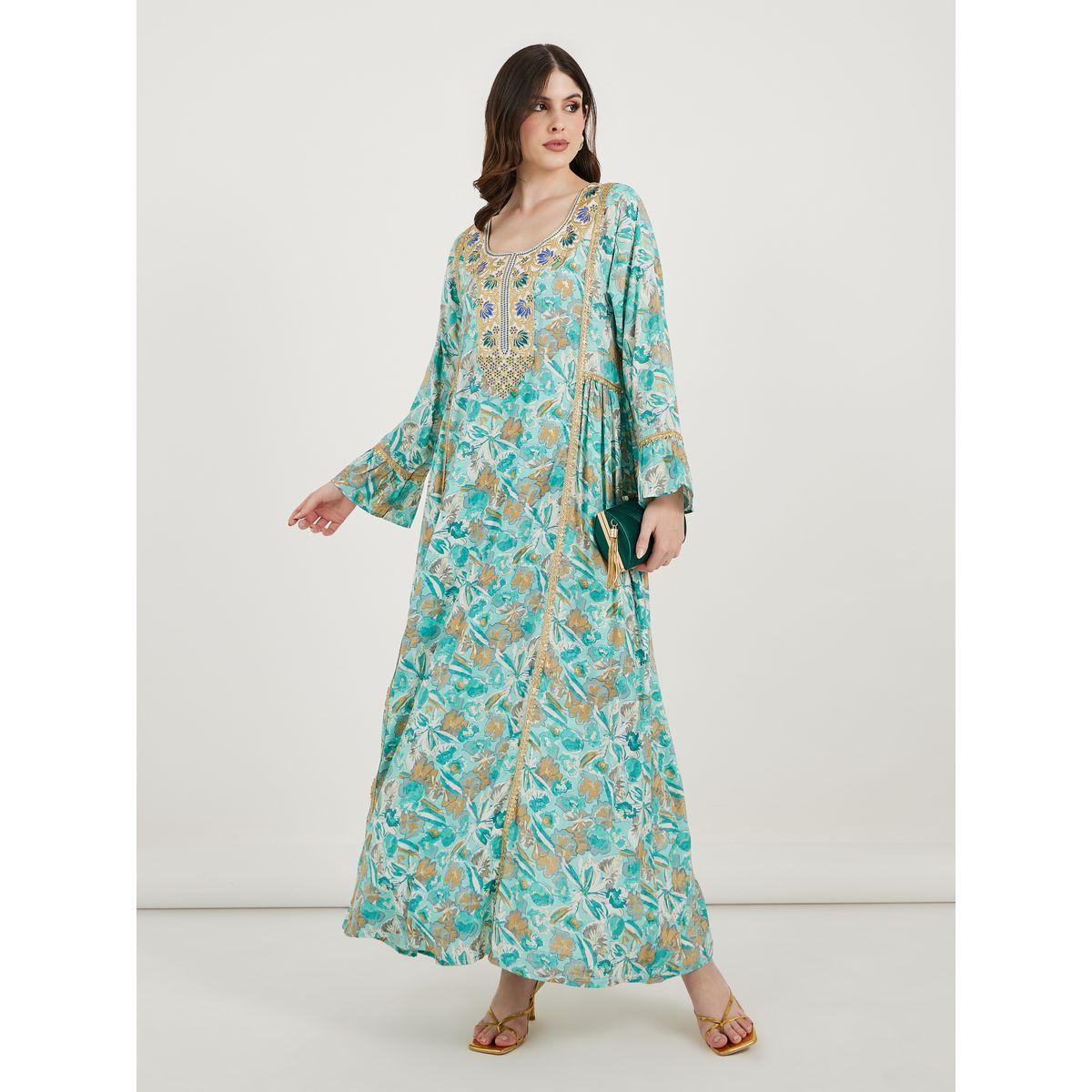 Maxim Creation X Styli  Printed Kaftan with Threadwork Embroidery-women-arabicclothing-kaftan-image-1