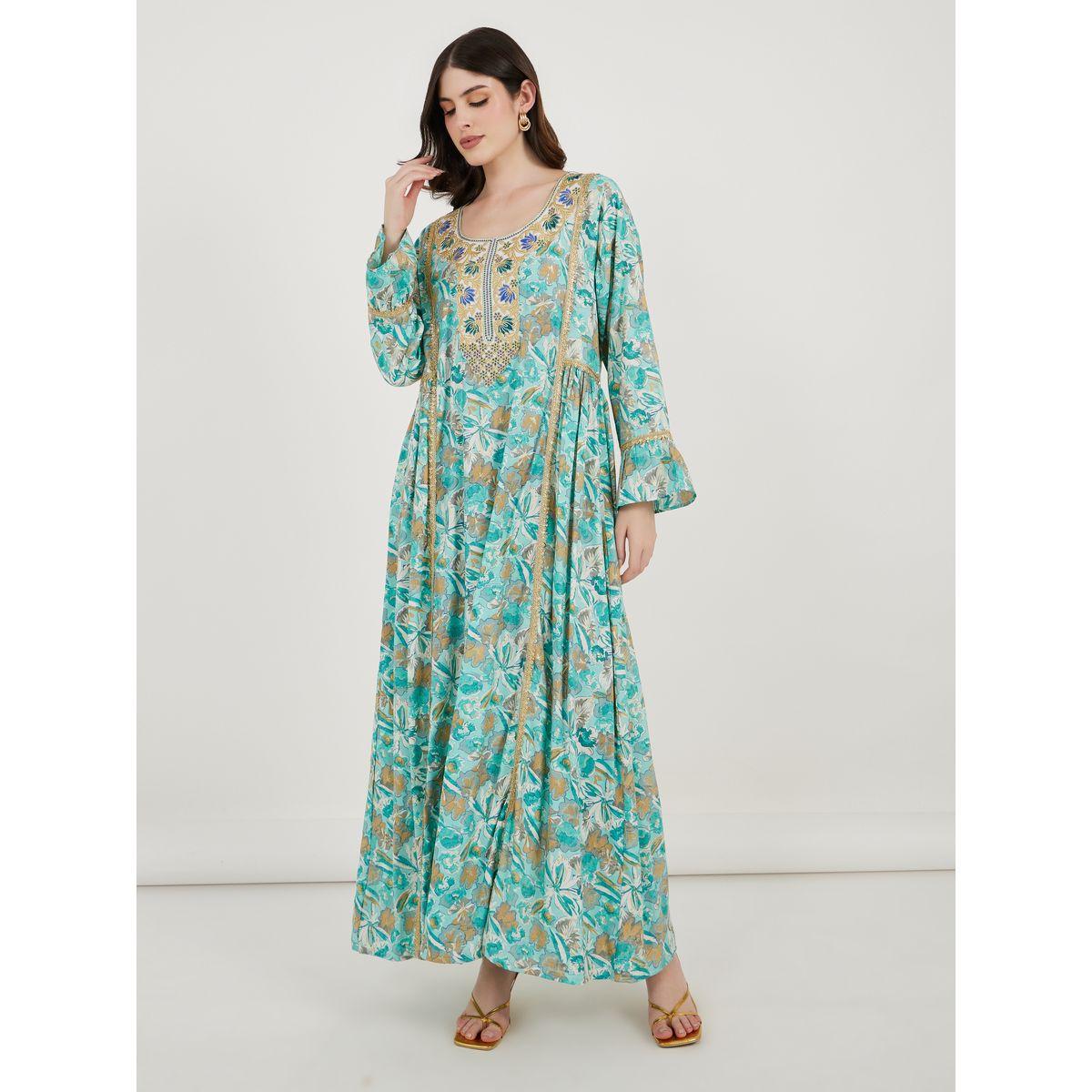 Maxim Creation X Styli  Printed Kaftan with Threadwork Embroidery-women-arabicclothing-kaftan-image-4
