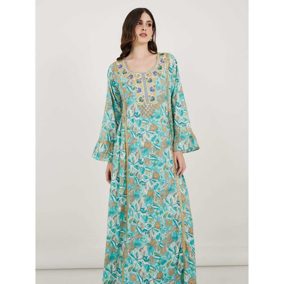 Maxim Creation X Styli  Printed Kaftan with Threadwork Embroidery-women-arabicclothing-kaftan-image-5