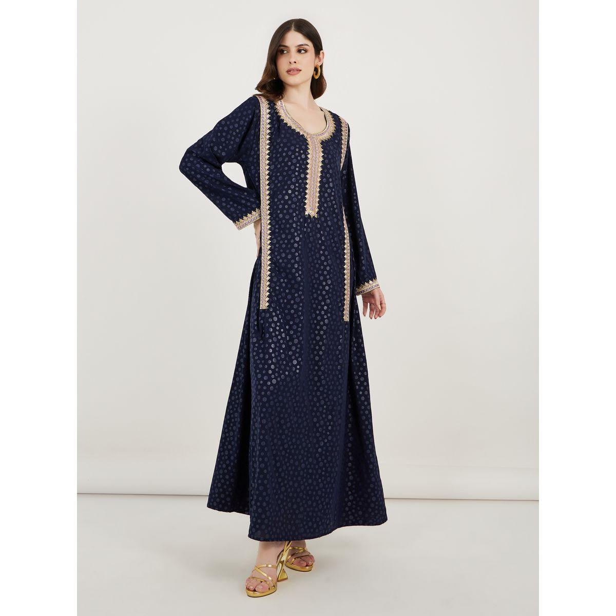 Maxim Creation X Styli  Embroidered Panel Scoop Neck Kaftan-women-arabicclothing-kaftan-image-1