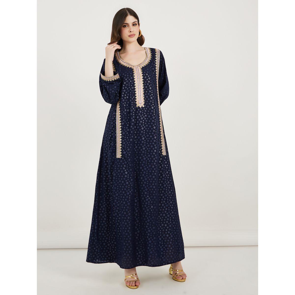 Maxim Creation X Styli  Embroidered Panel Scoop Neck Kaftan-women-arabicclothing-kaftan-image-4