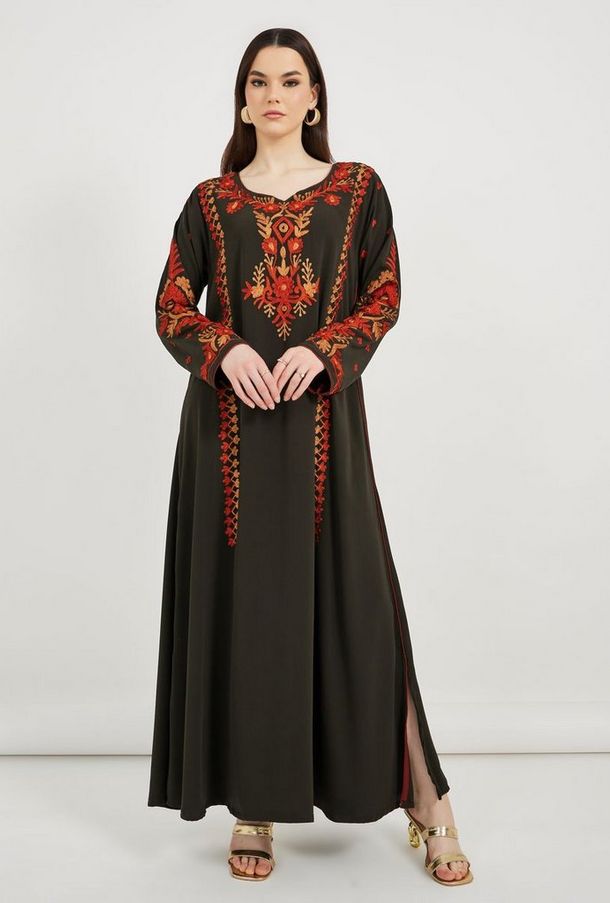 Maxim Creation X Styli Embroidered Notch Neck Kaftan-women-image-1