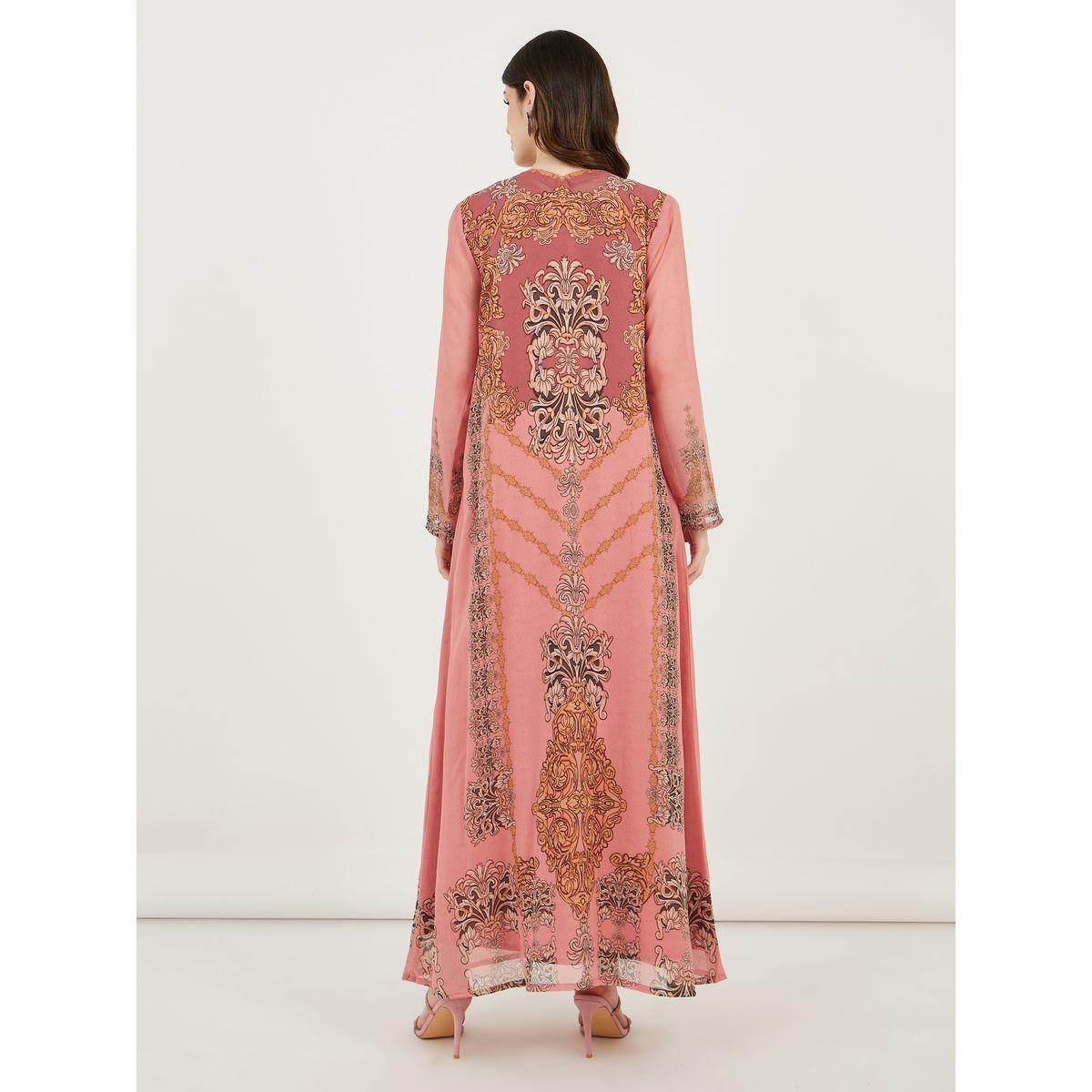 Maxim Creation X Styli  Damask Print Studded Georgette Kaftan-women-arabicclothing-kaftan-image-5