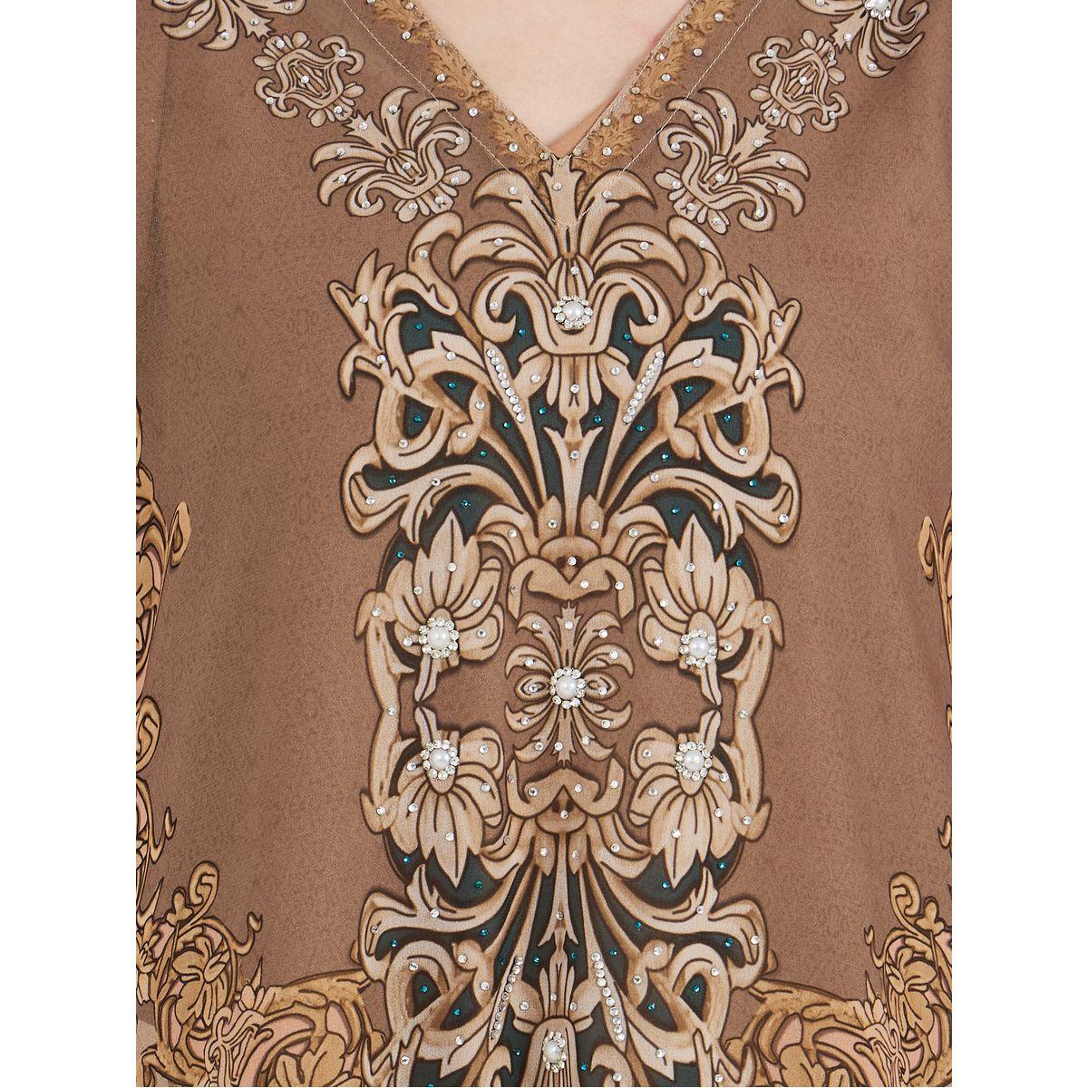 Maxim Creation X Styli  Damask Print Studded Georgette Kaftan-women-arabicclothing-kaftan-image-3
