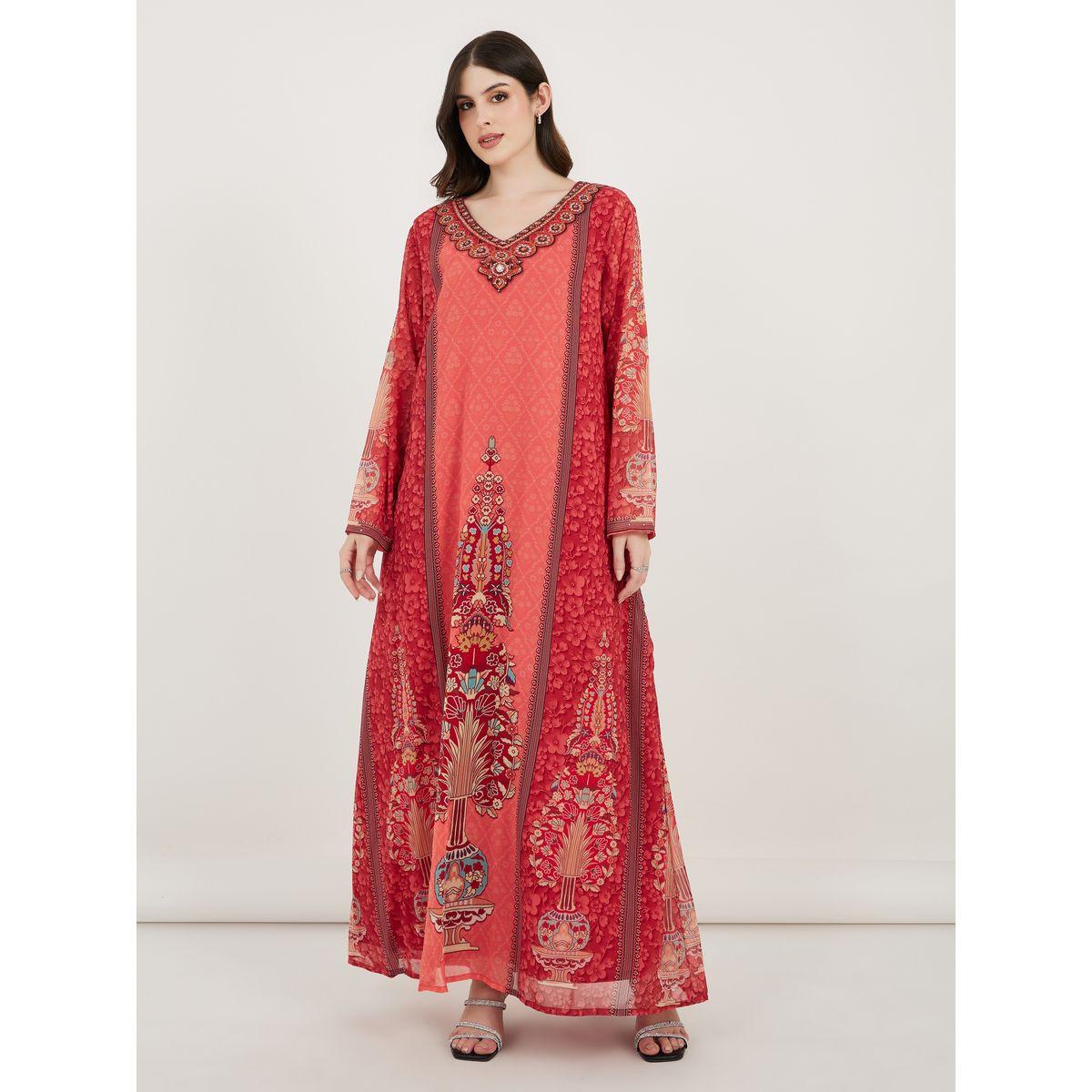 Maxim Creation X Styli  Printed Georgette Kaftan with Studded Detail-women-arabicclothing-kaftan-image-1