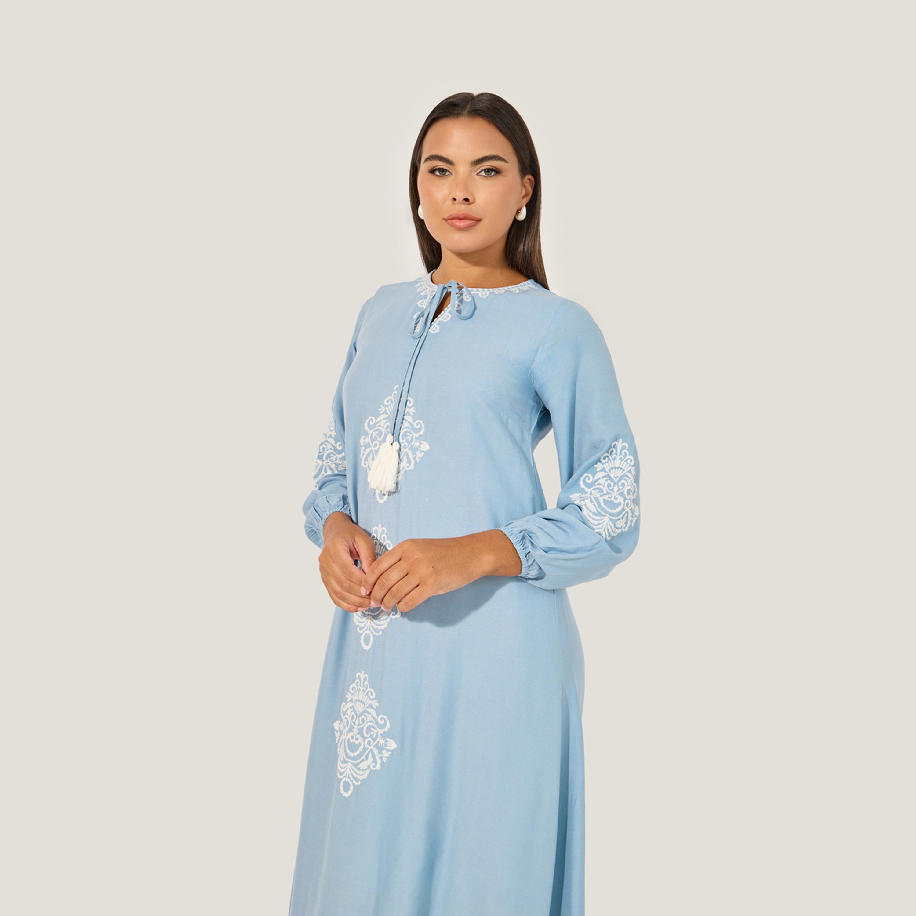 Styli Embroidered Long Sleeves A-Line Maxi Dress-women-clothing-dresses-image-3