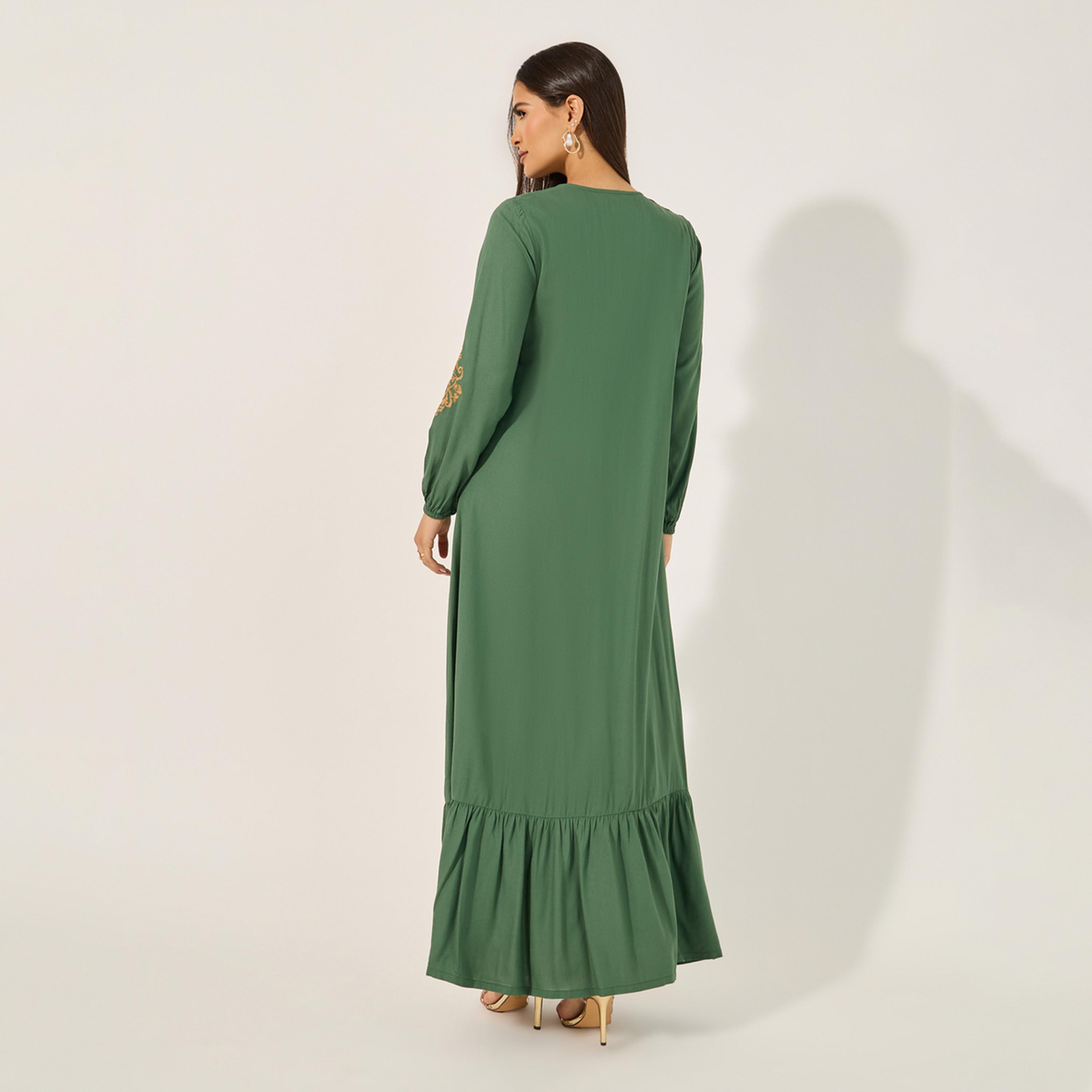 ستايلي - فستان ماكسي مطرز بأكمام طويلة-women-clothing-dresses-image-5
