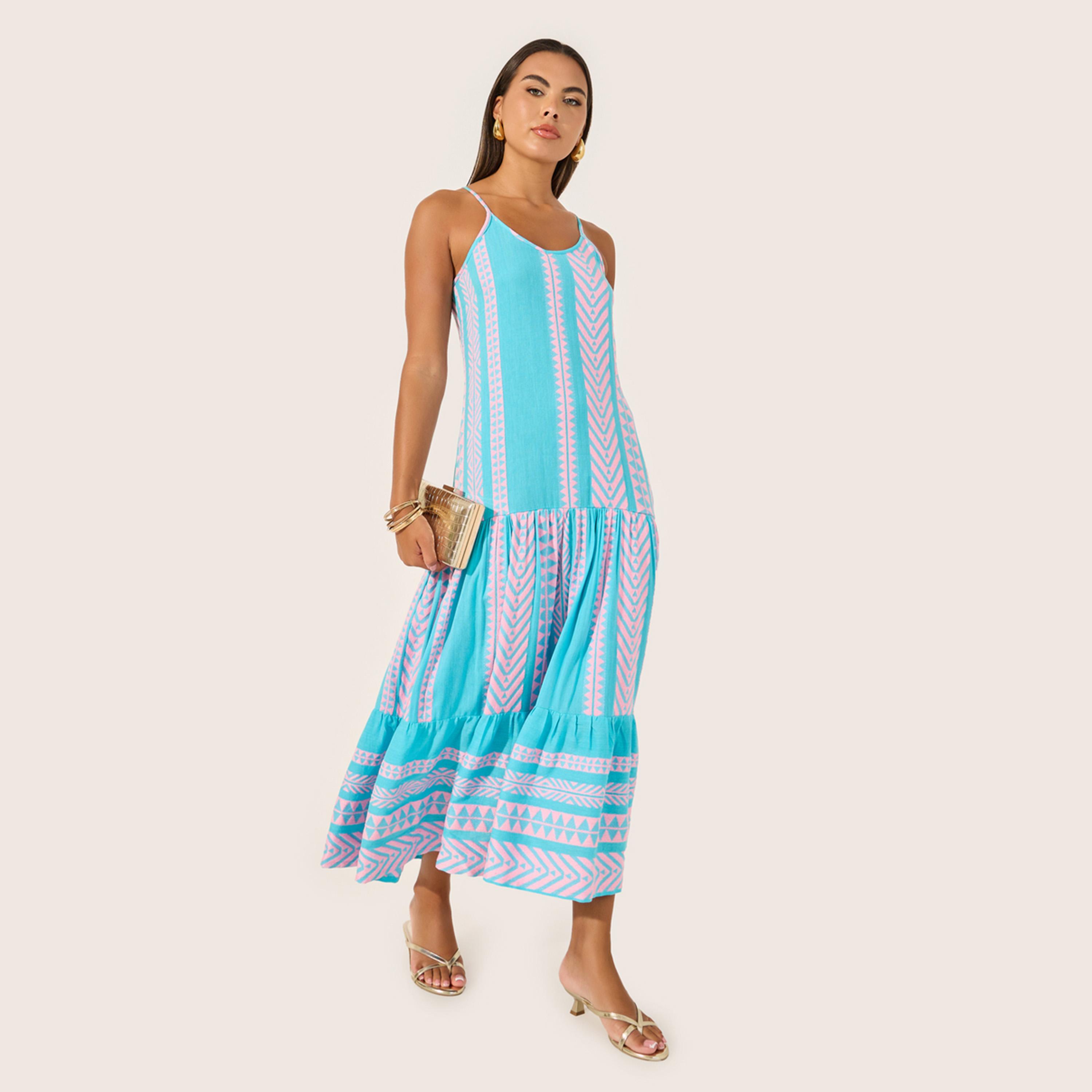 ستايلي - فستان ماكسي مخطط متعدد الطبقات-women-clothing-dresses-image-1