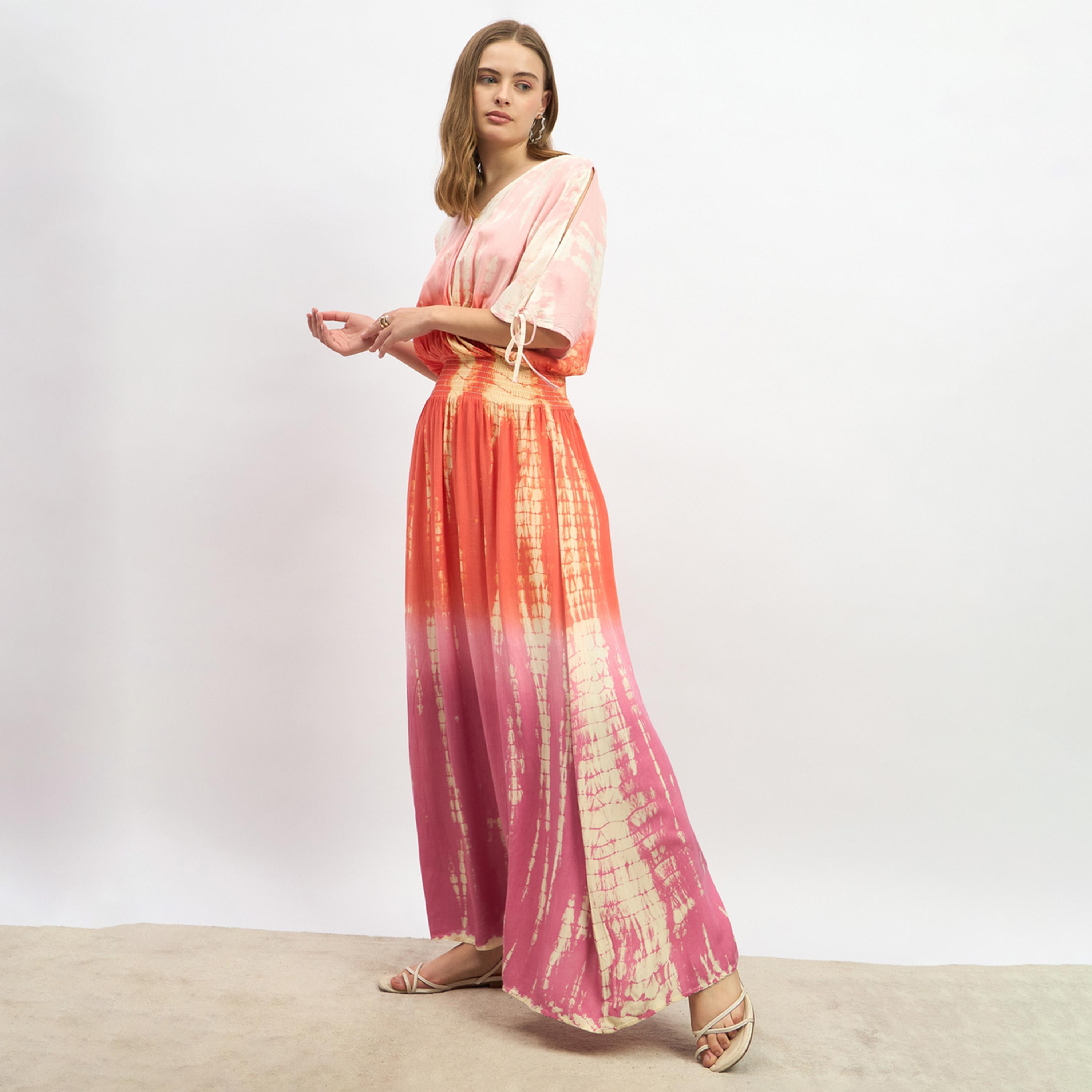Styli Tie and Dye Print Slit Sleeves A-Line Maxi Dress-women-clothing-dresses-image-3