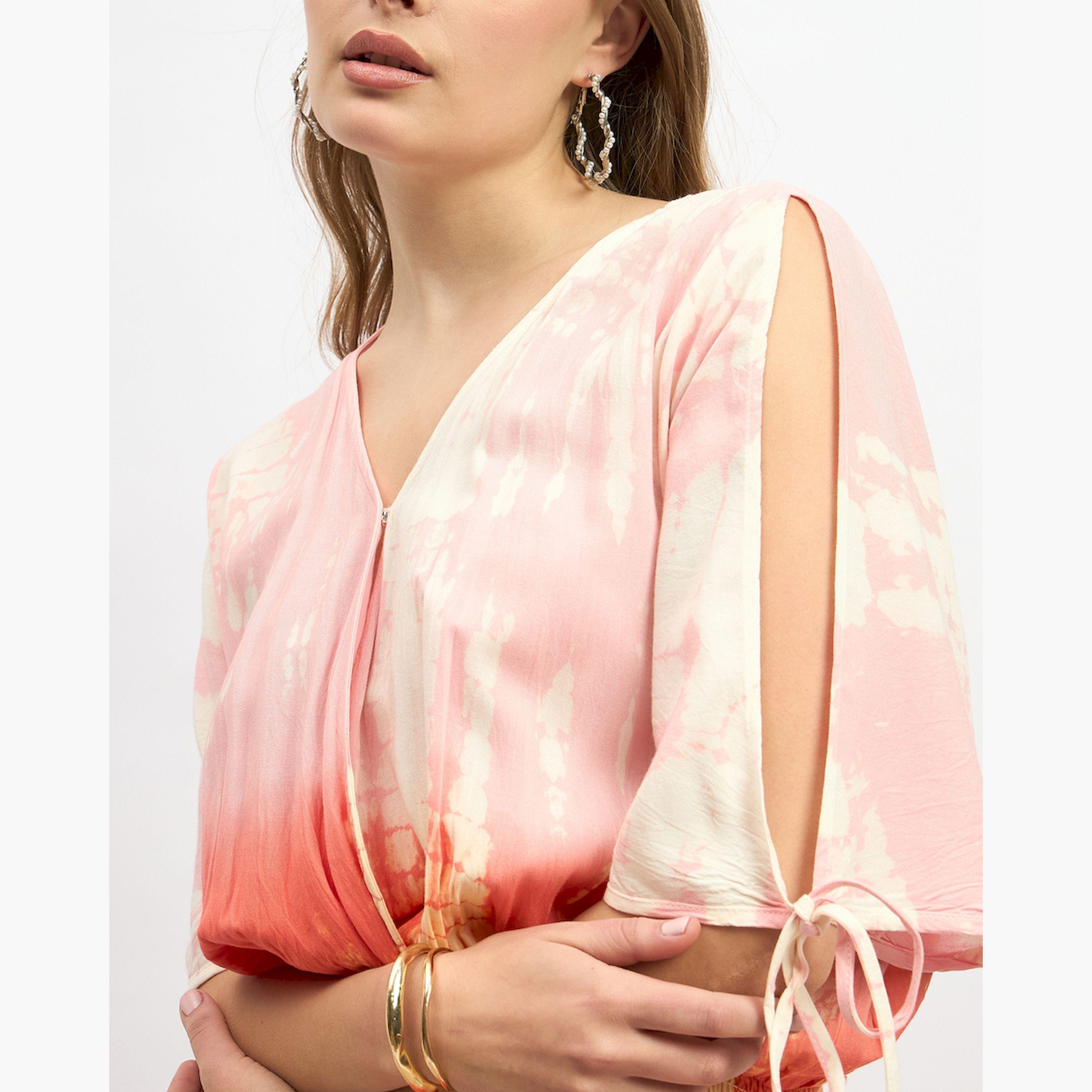 Styli Tie and Dye Print Slit Sleeves A-Line Maxi Dress-women-clothing-dresses-image-4