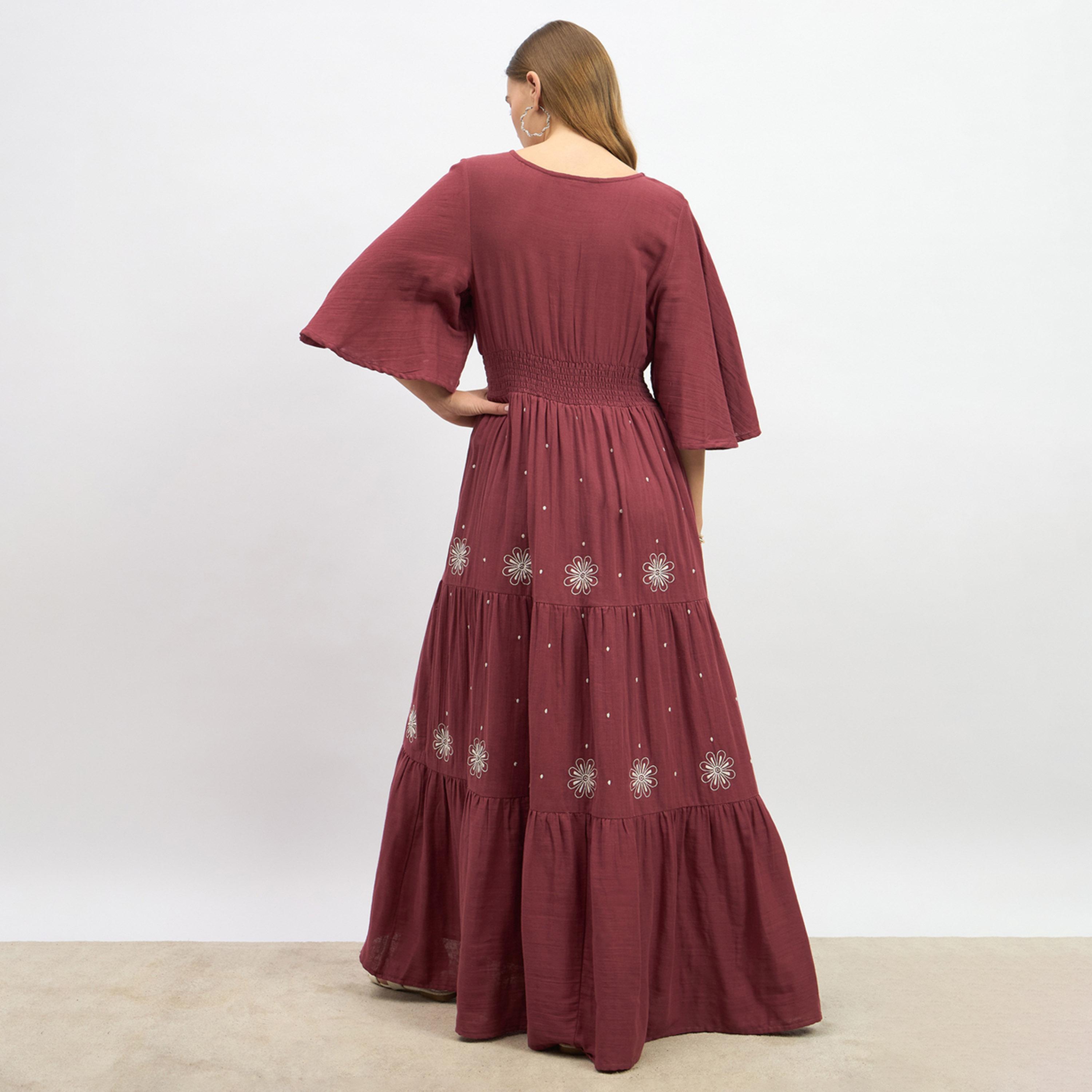 Styli Embroidered Bell Sleeves Tiered Maxi Dress-women-clothing-dresses-image-5