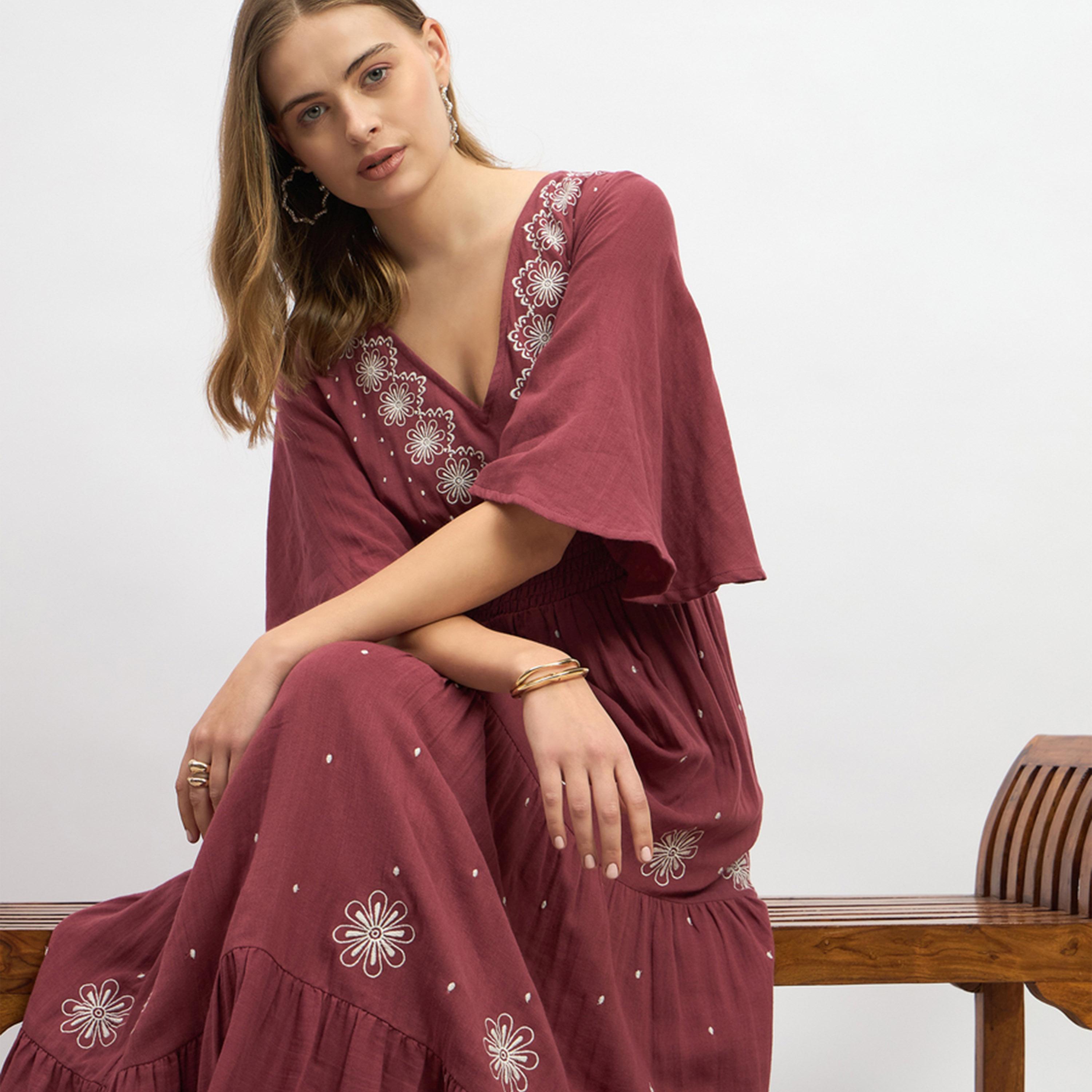 Styli Embroidered Bell Sleeves Tiered Maxi Dress-women-clothing-dresses-image-6
