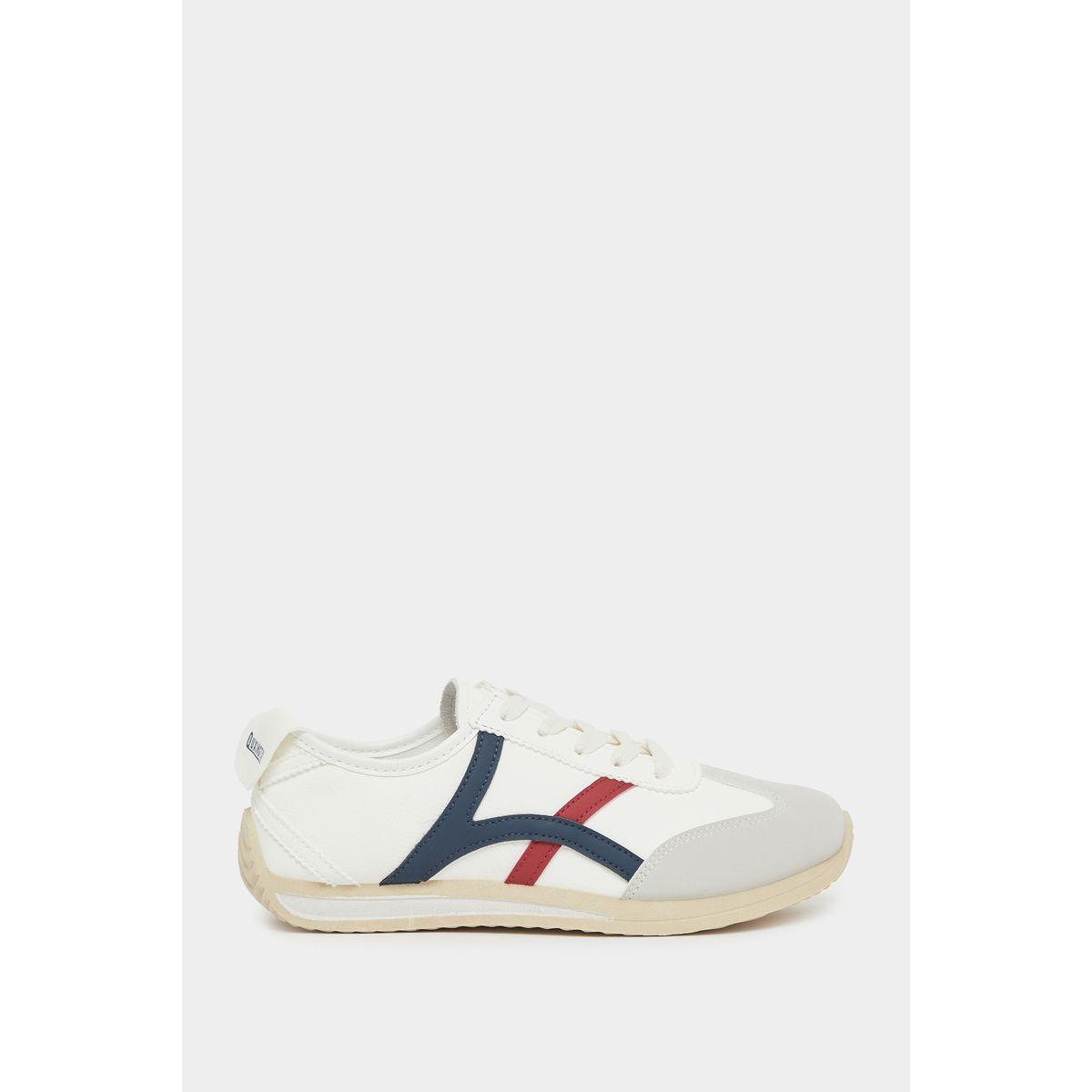 Striped Panel Lace Up Sneakers-women-shoes-sneakers-image-2