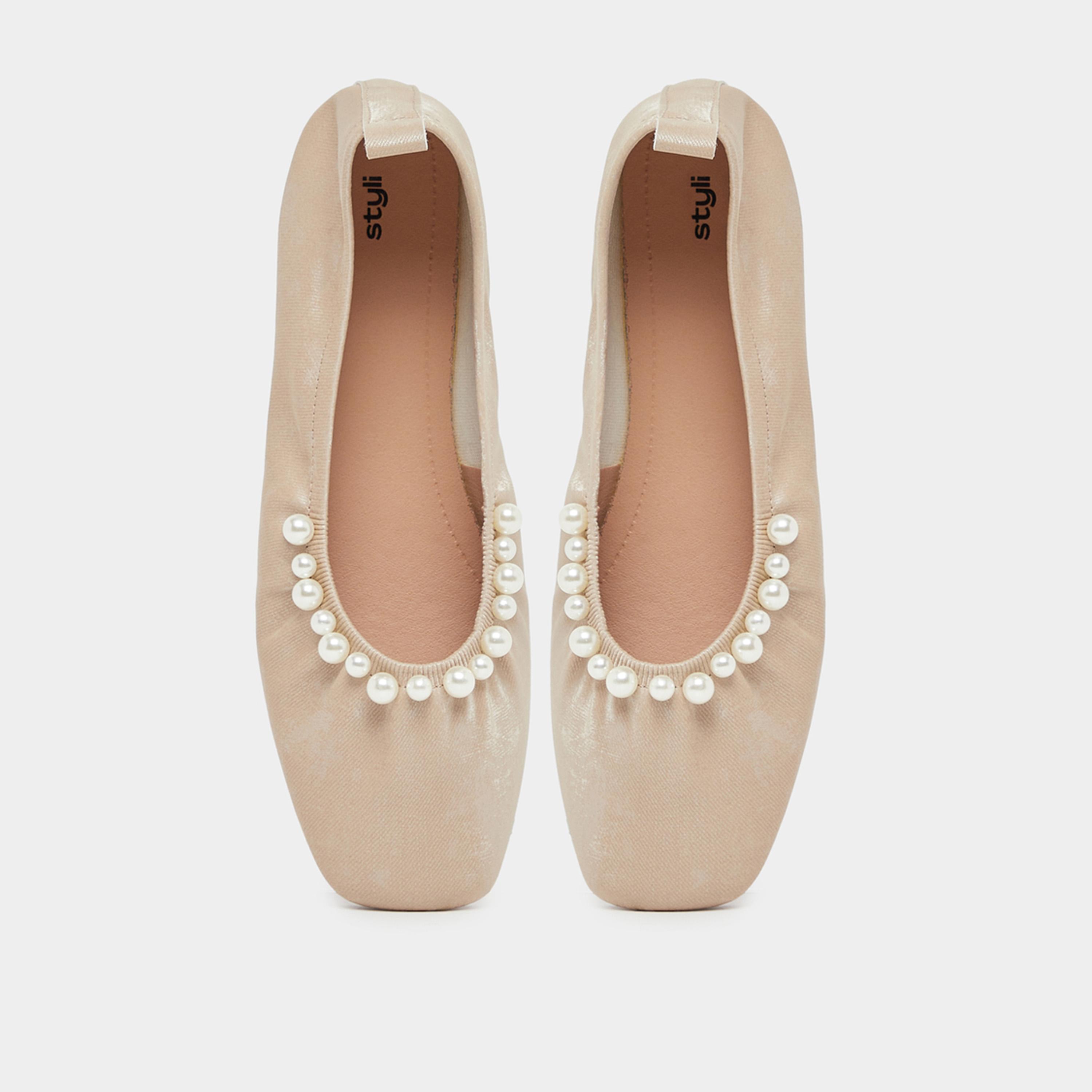Styli Faux Pearl Embellished Ballerina Shoes-women-shoes-ballerinas-image-6