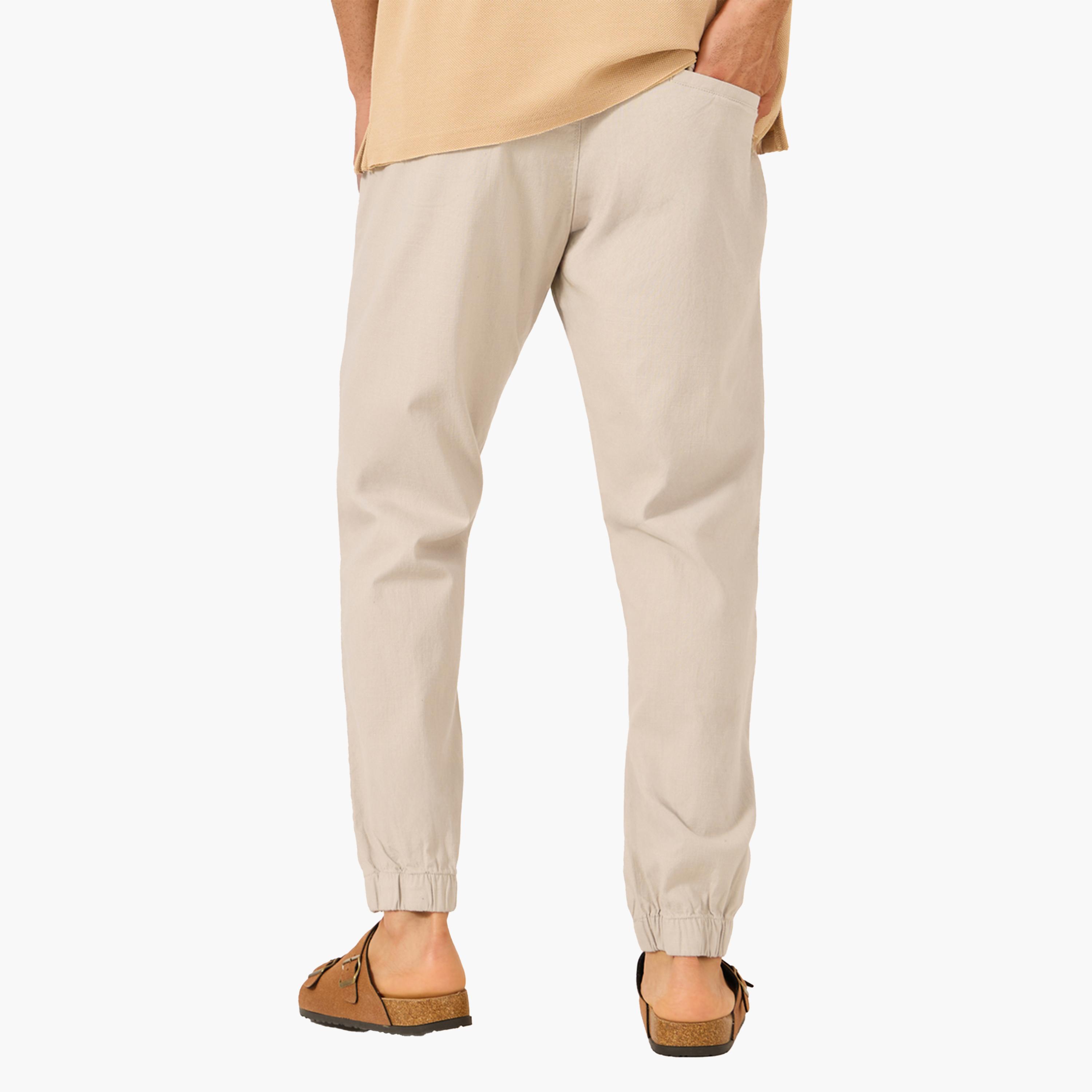 Styli Solid Relaxed Fit Elasticated Cuffed Joggers with Contrast Drawstring-men-clothing-bottoms-joggers-image-4
