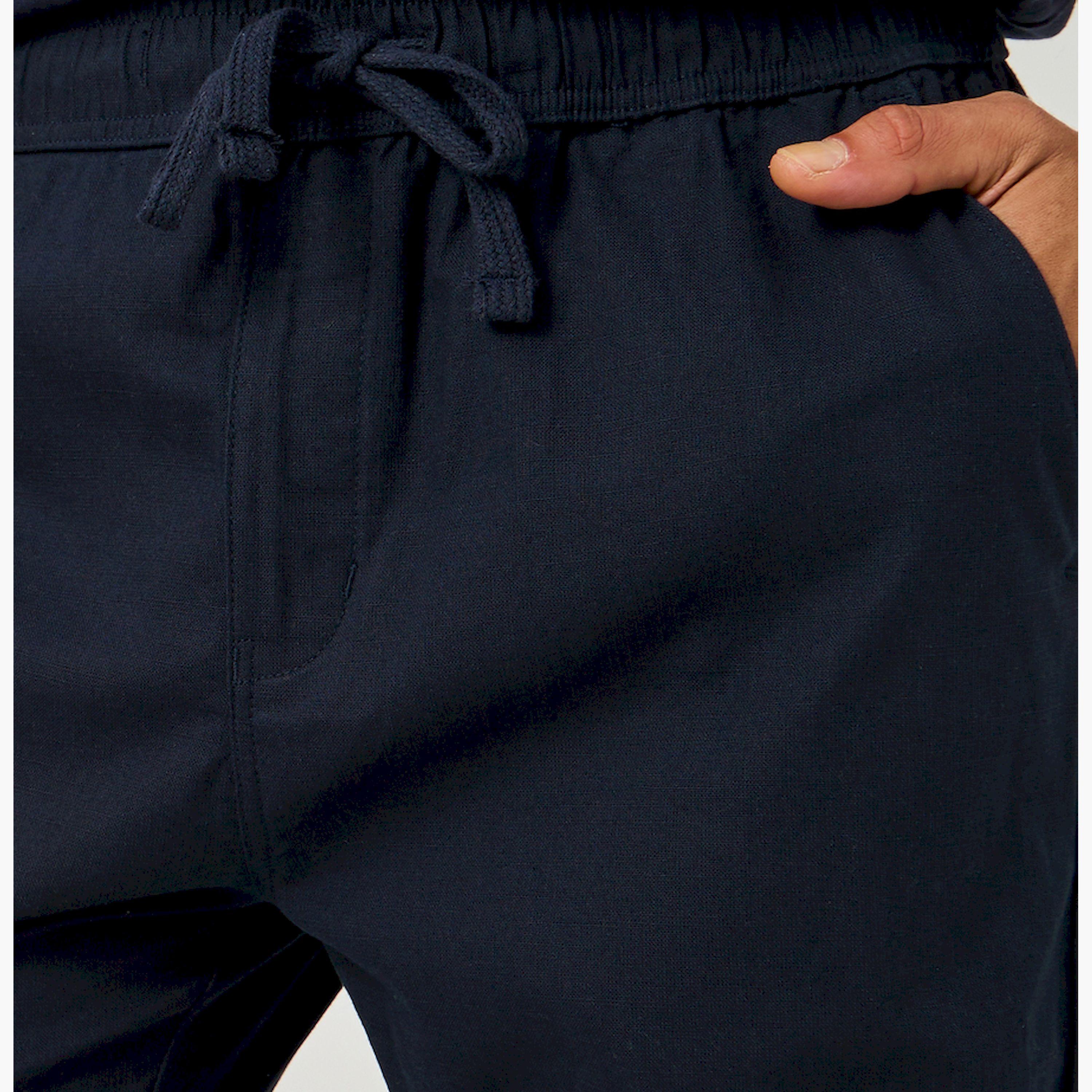 Styli Solid Relaxed Fit Elasticated Cuffed Joggers with Drawstring-men-clothing-bottoms-joggers-image-4