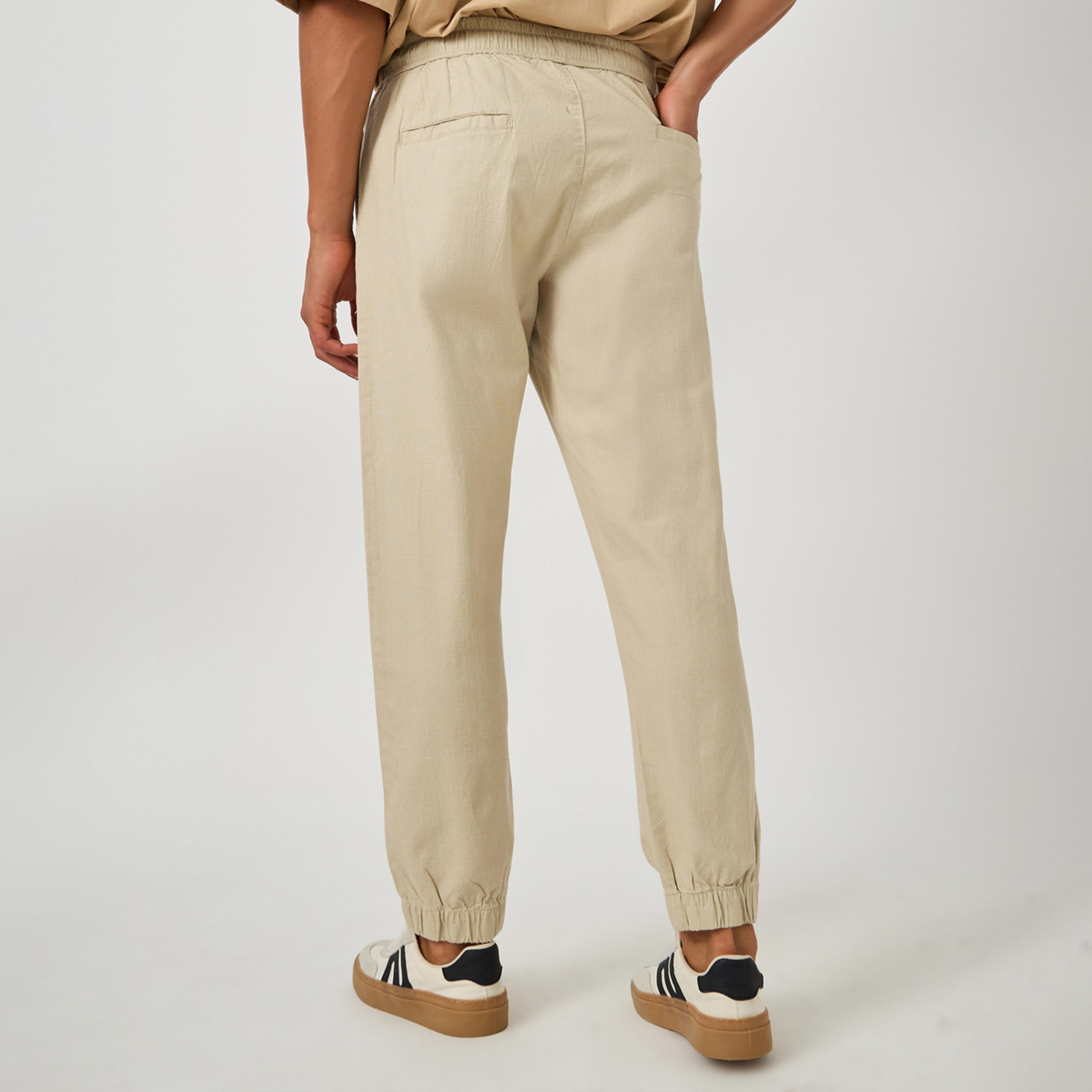Styli Solid Relaxed Fit Elasticated Cuffed Joggers with Drawstring-men-clothing-bottoms-joggers-image-5