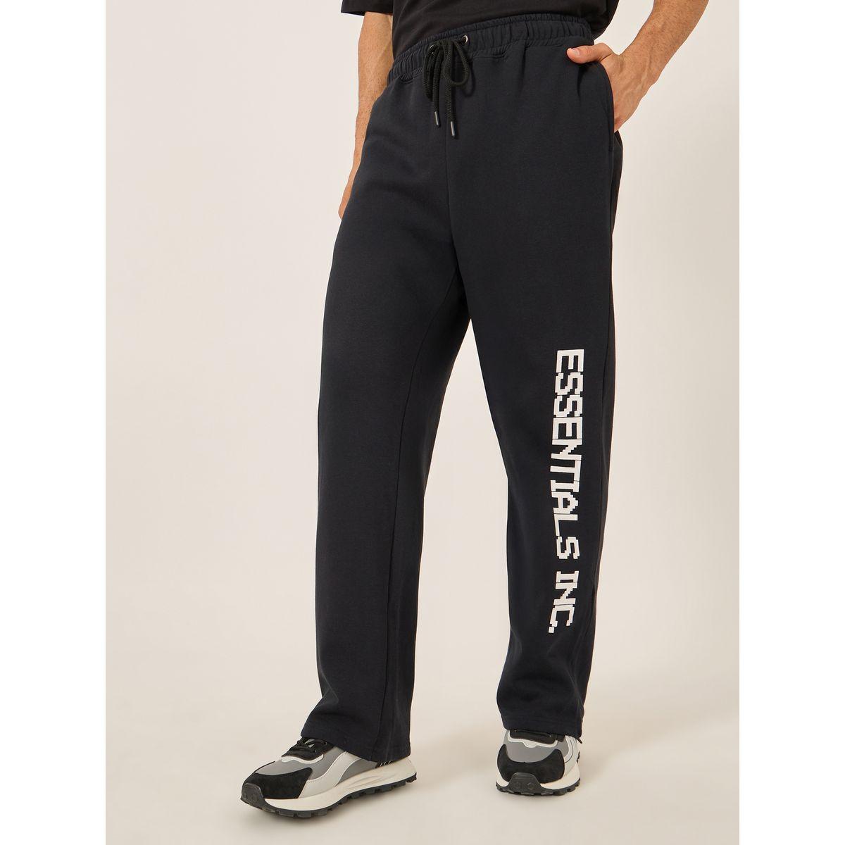 جوغر فليس فضفاض بطبعة بيكسل وحافة مفتوحة-men-clothing-bottoms-joggers-image-2