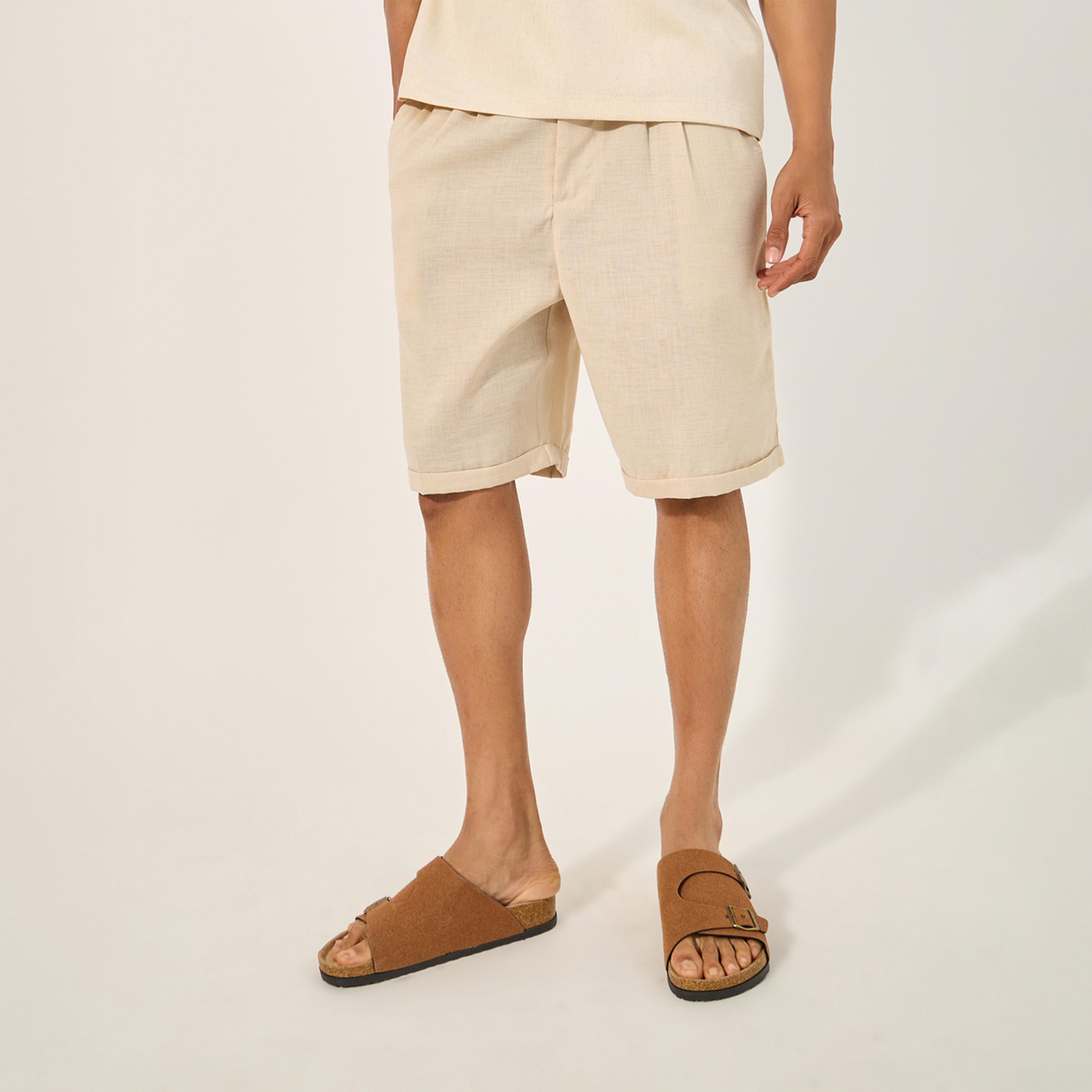 Styli Mid Rise Regular Fit Pleated Shorts-men-clothing-bottoms-shorts-image-1