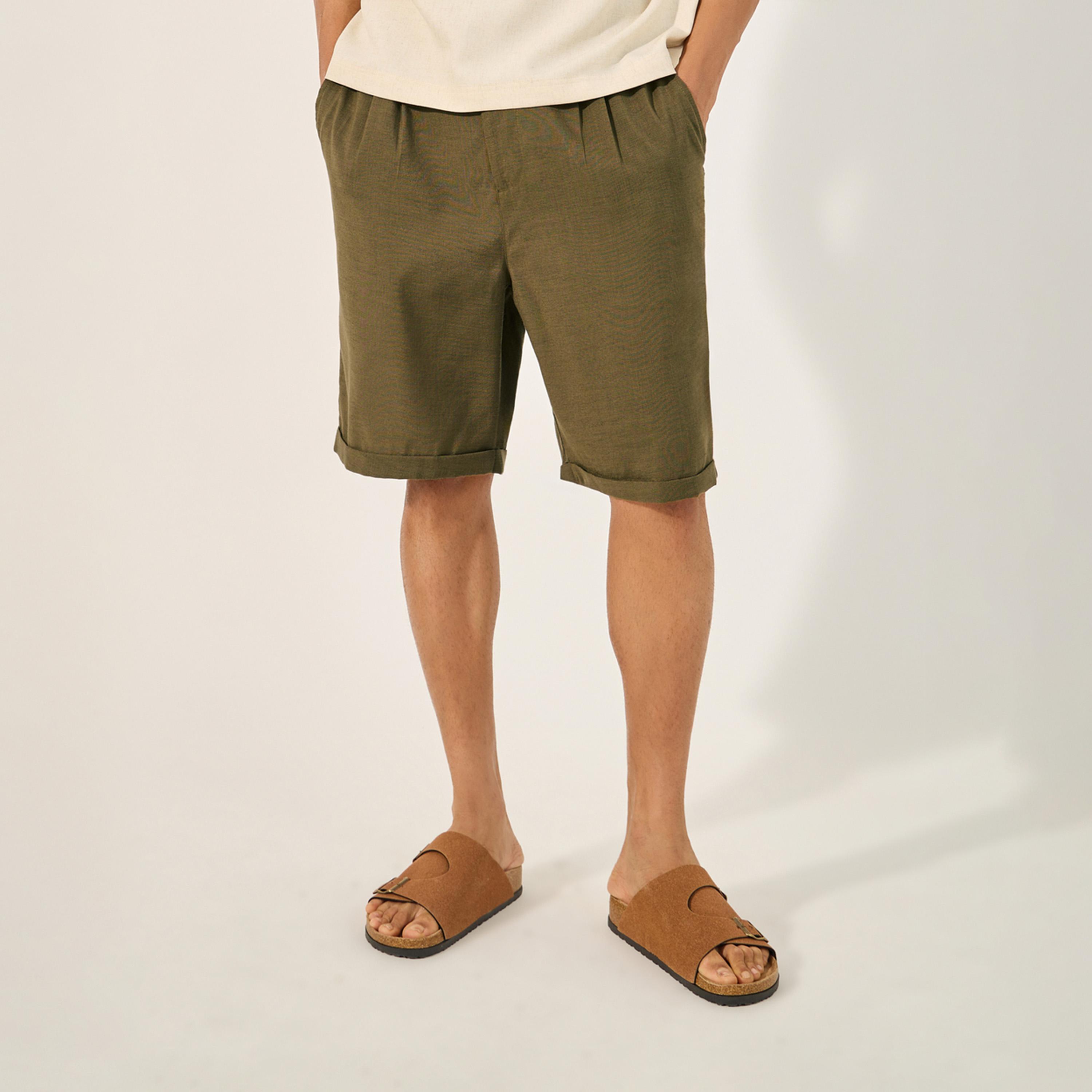 Styli Mid Rise Regular Fit Pleated Shorts-men-clothing-bottoms-shorts-image-1