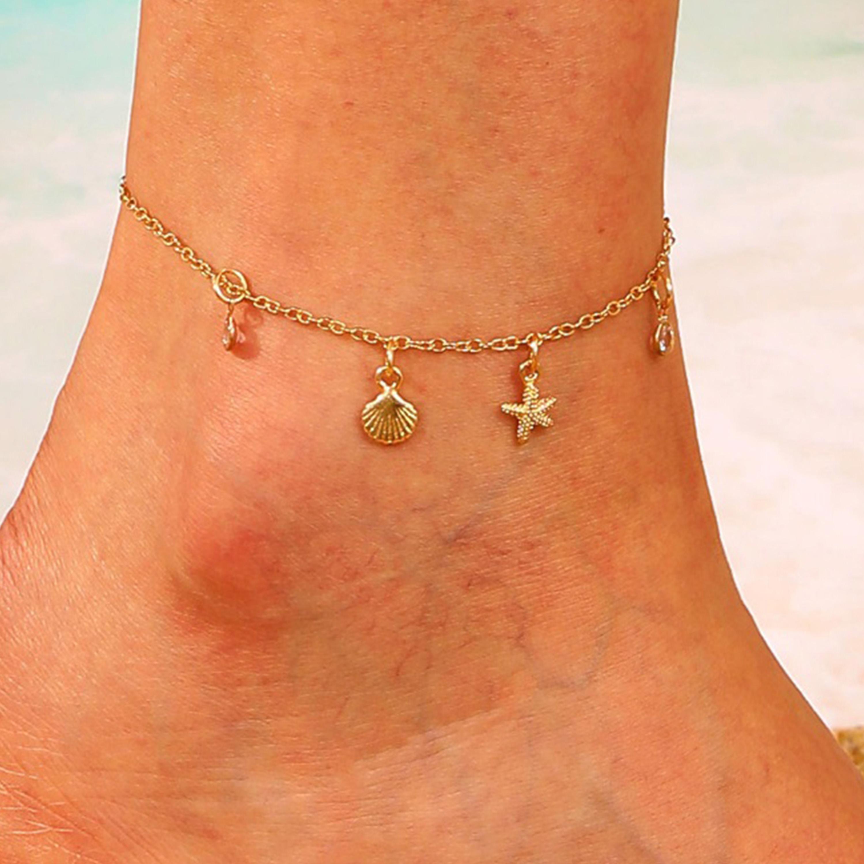 ستايلي - خلخال قدم صدفة البحر بمشبك اغلاق-women-watchesandjewellery-jewellery-anklets-image-4