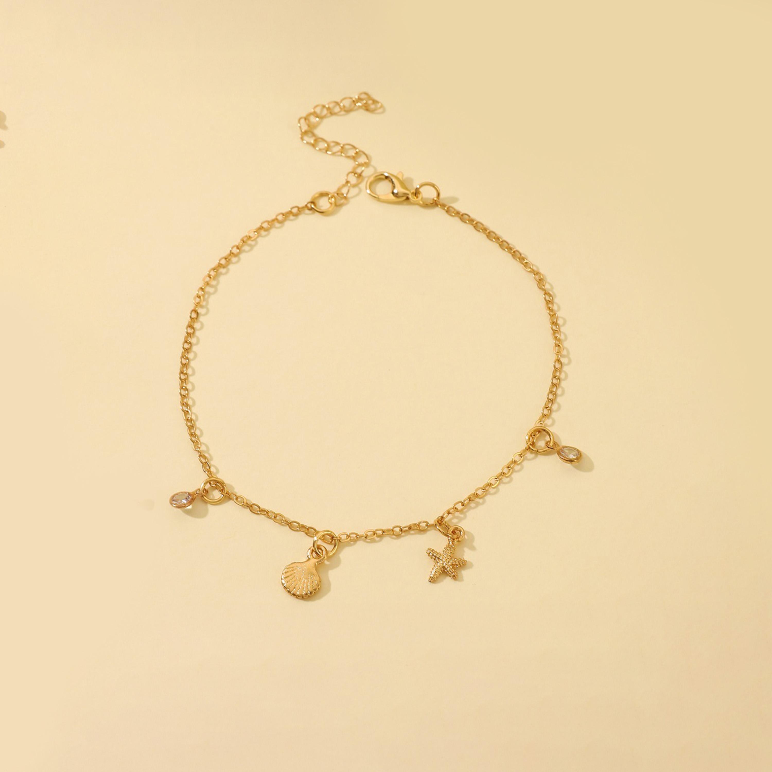 Styli Shell Drop Anklet with Lobster Clasp Closure-women-watchesandjewellery-jewellery-anklets-image-5