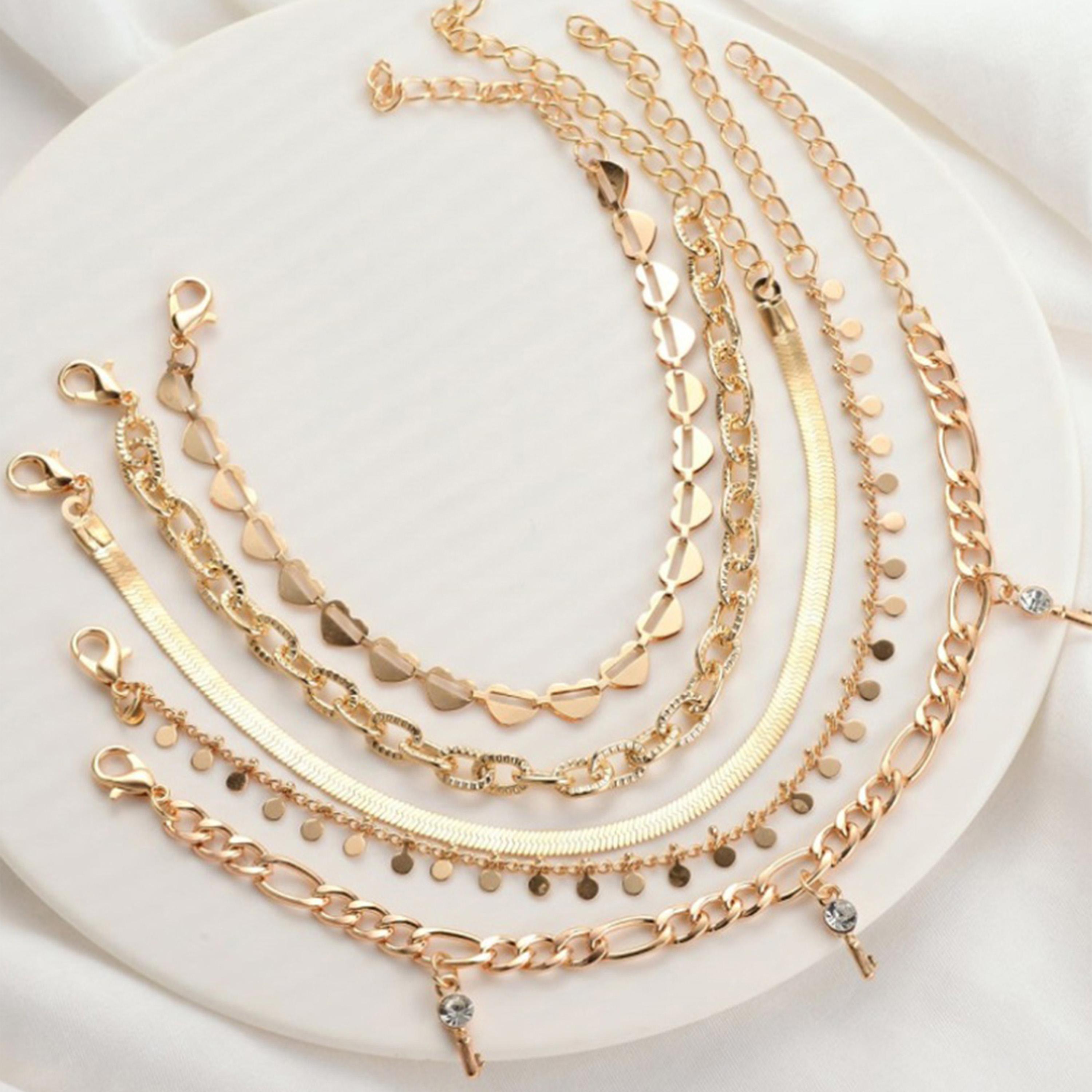 Styli Set of 5 - Link Chain Anklets-women-watchesandjewellery-jewellery-anklets-image-2