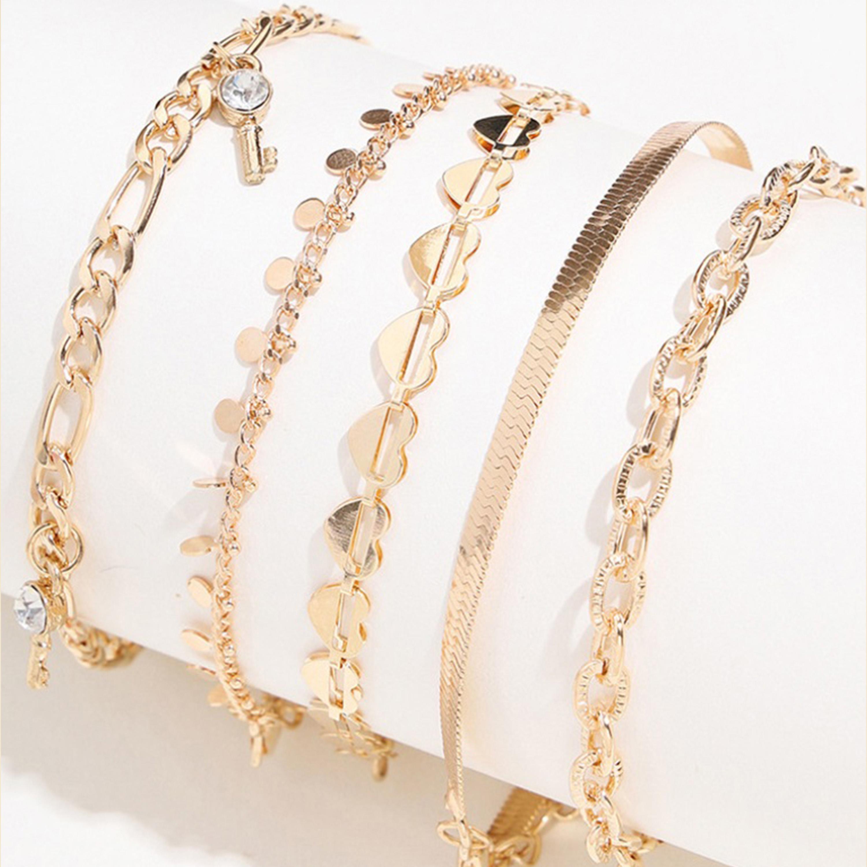Styli Set of 5 - Link Chain Anklets-women-watchesandjewellery-jewellery-anklets-image-3