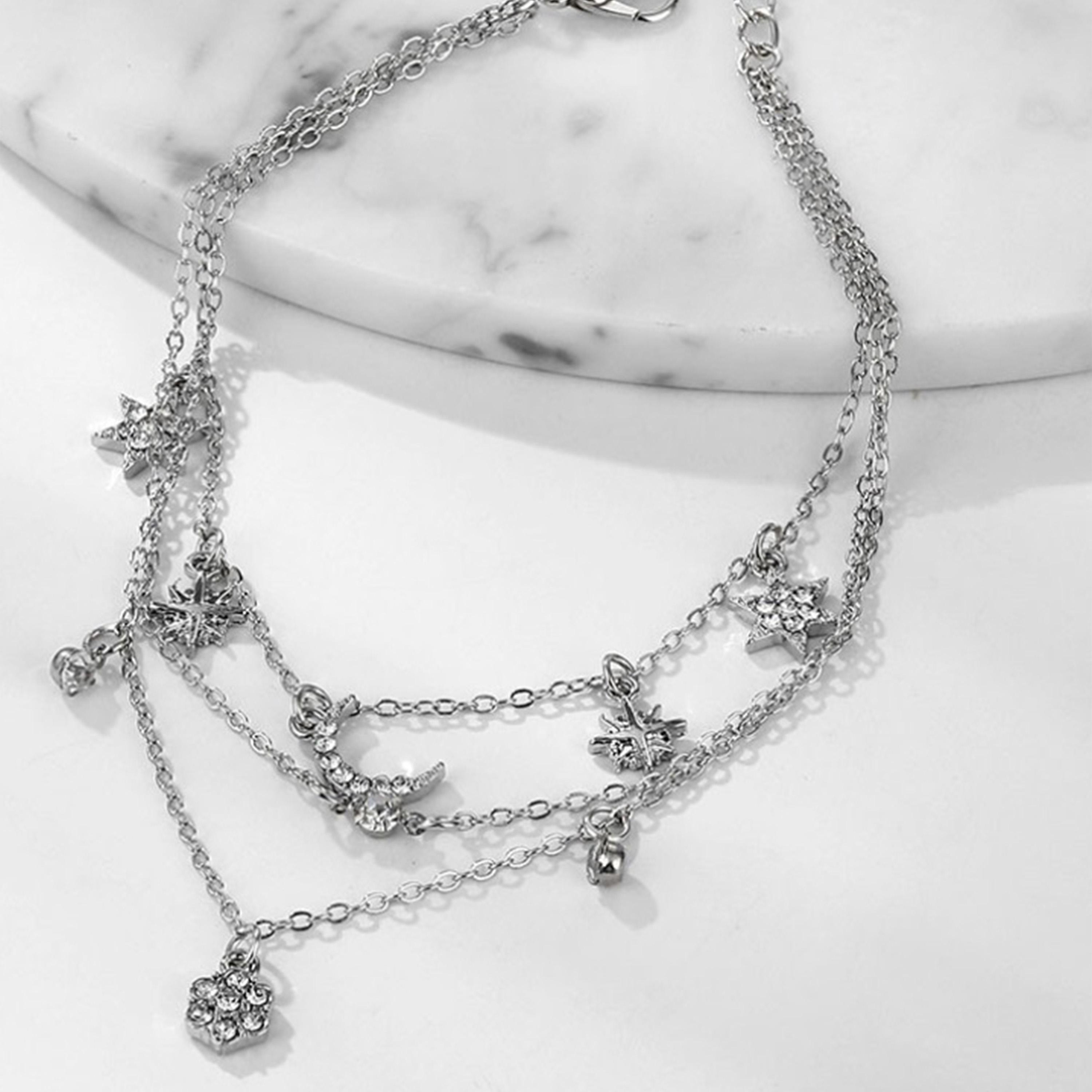 Styli Moon & Star Drop Layered Anklet-women-watchesandjewellery-jewellery-anklets-image-5