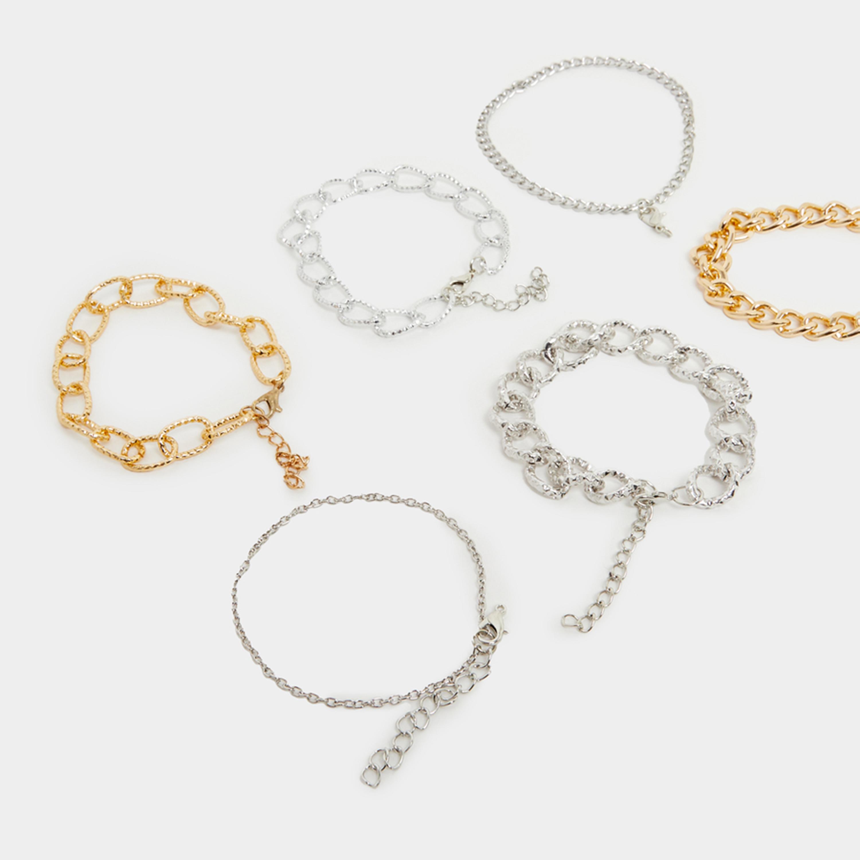 ستايلي - مجموعة من 6 قطع - أساور سلسلة مع مشبك إغلاق-women-watchesandjewellery-jewellery-banglesandbracelets-image-3