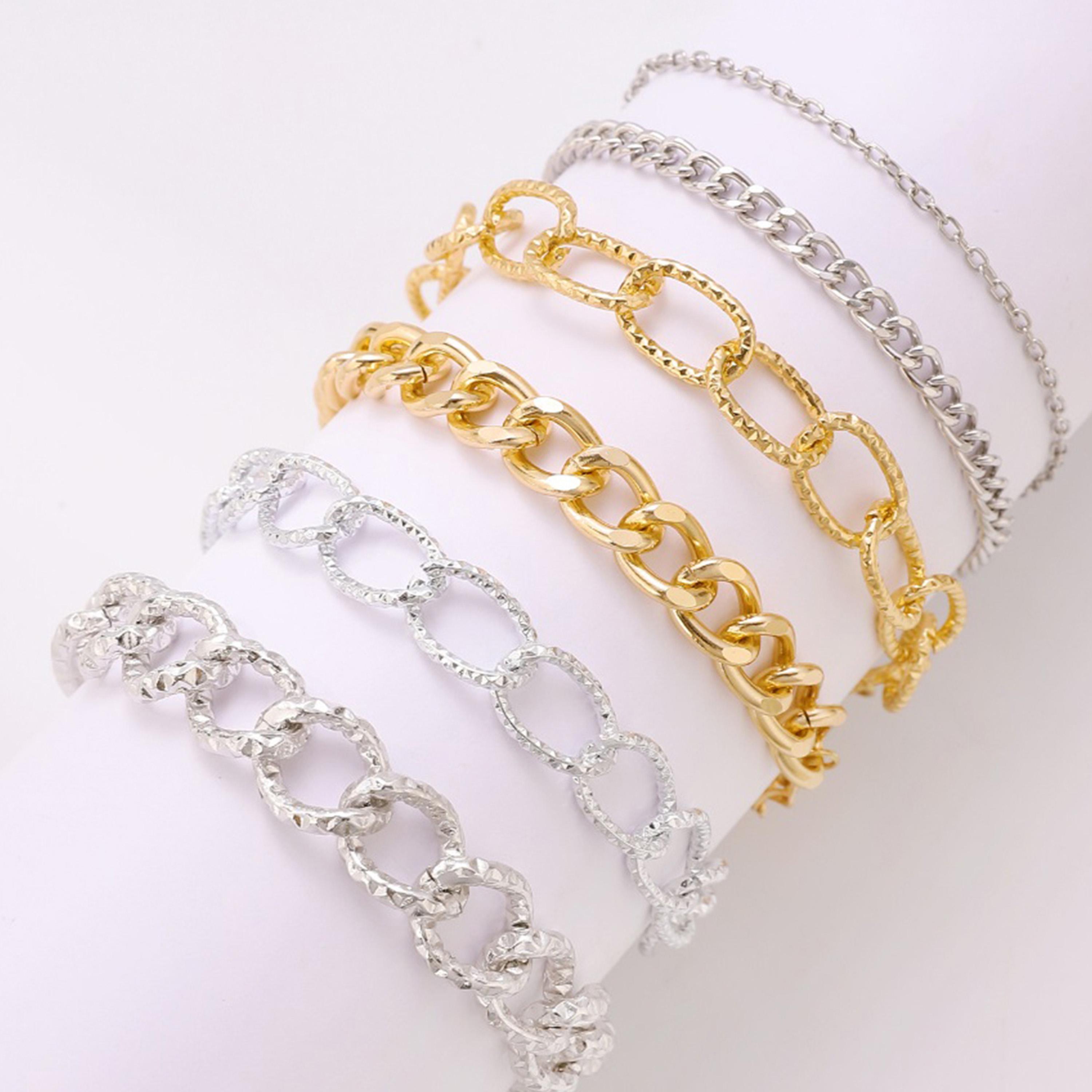 ستايلي - مجموعة من 6 قطع - أساور سلسلة مع مشبك إغلاق-women-watchesandjewellery-jewellery-banglesandbracelets-image-4
