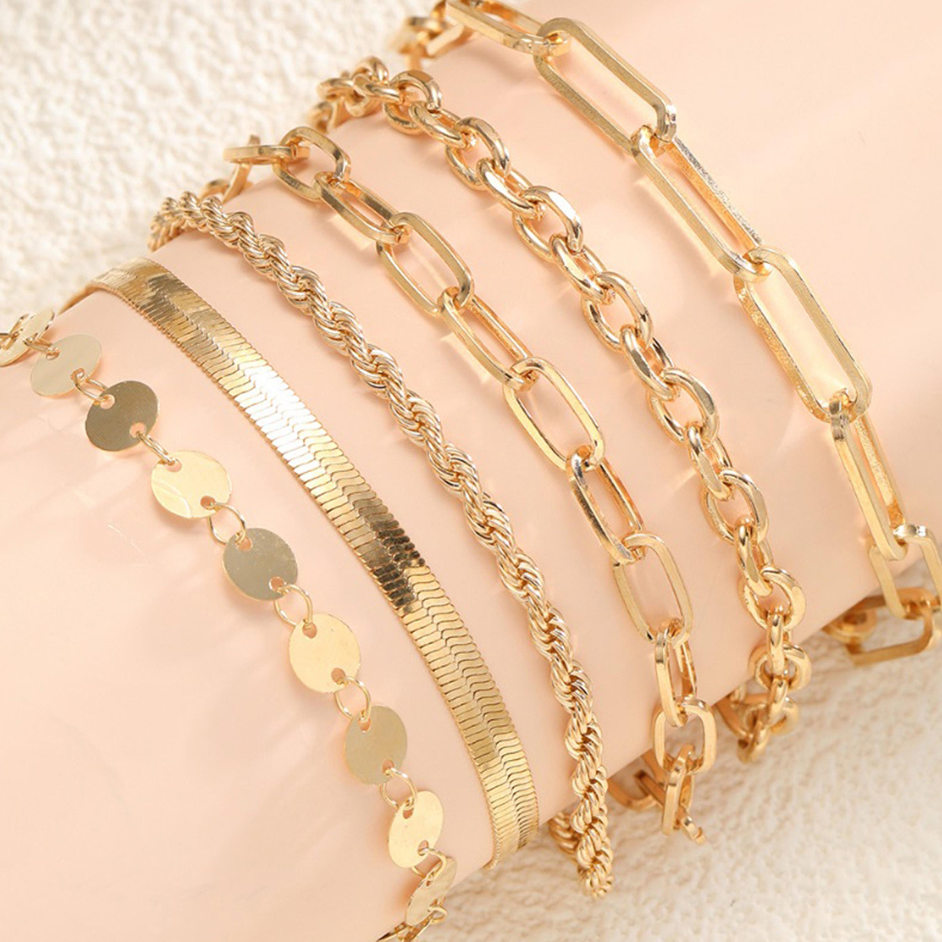 ستايلي - مجموعة من 6 قطع - أساور بسلسلة مترابطة متنوعة-women-watchesandjewellery-jewellery-banglesandbracelets-image-9
