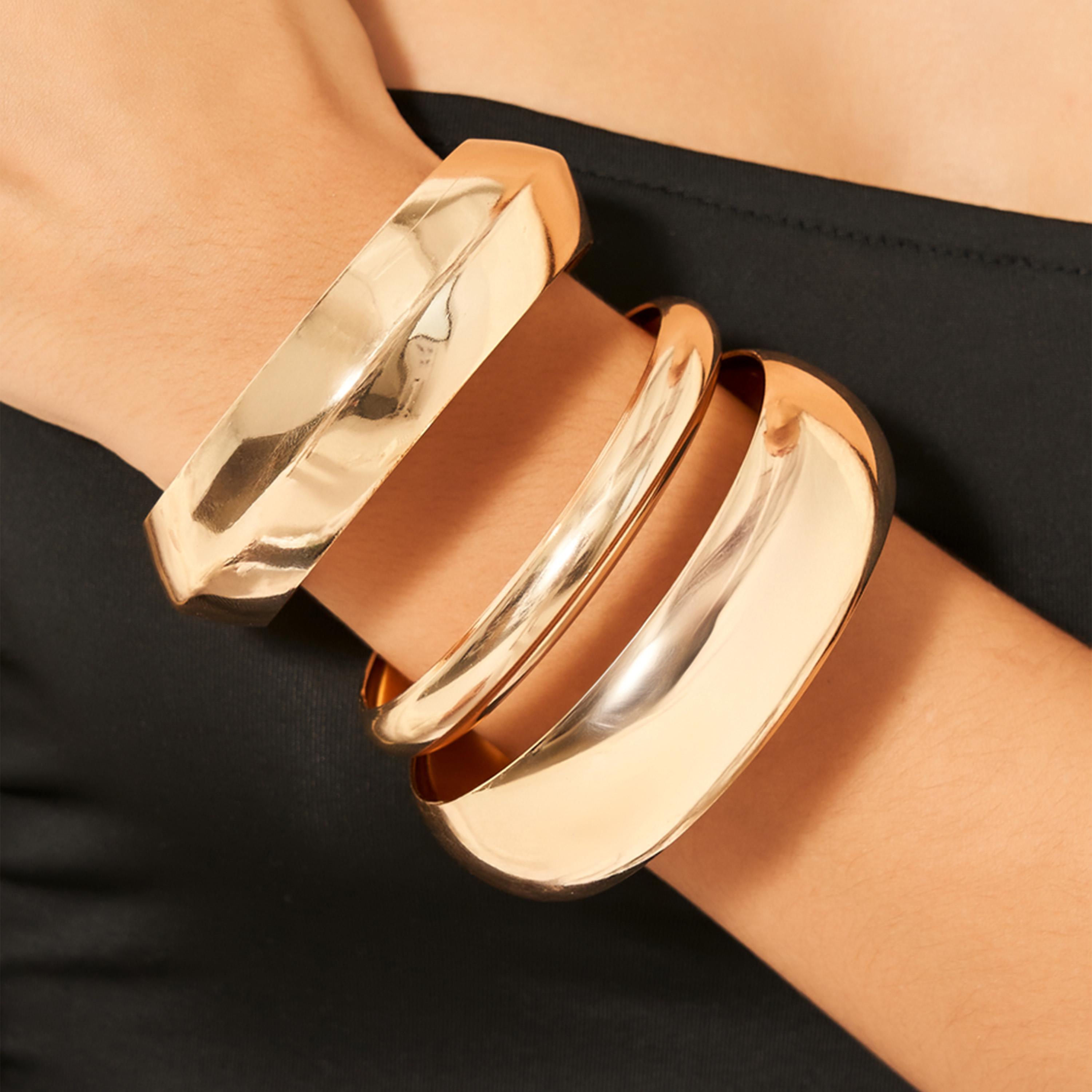 ستايلي - مجموعة من 3 قطع - أساور سميكة-women-watchesandjewellery-jewellery-banglesandbracelets-image-1