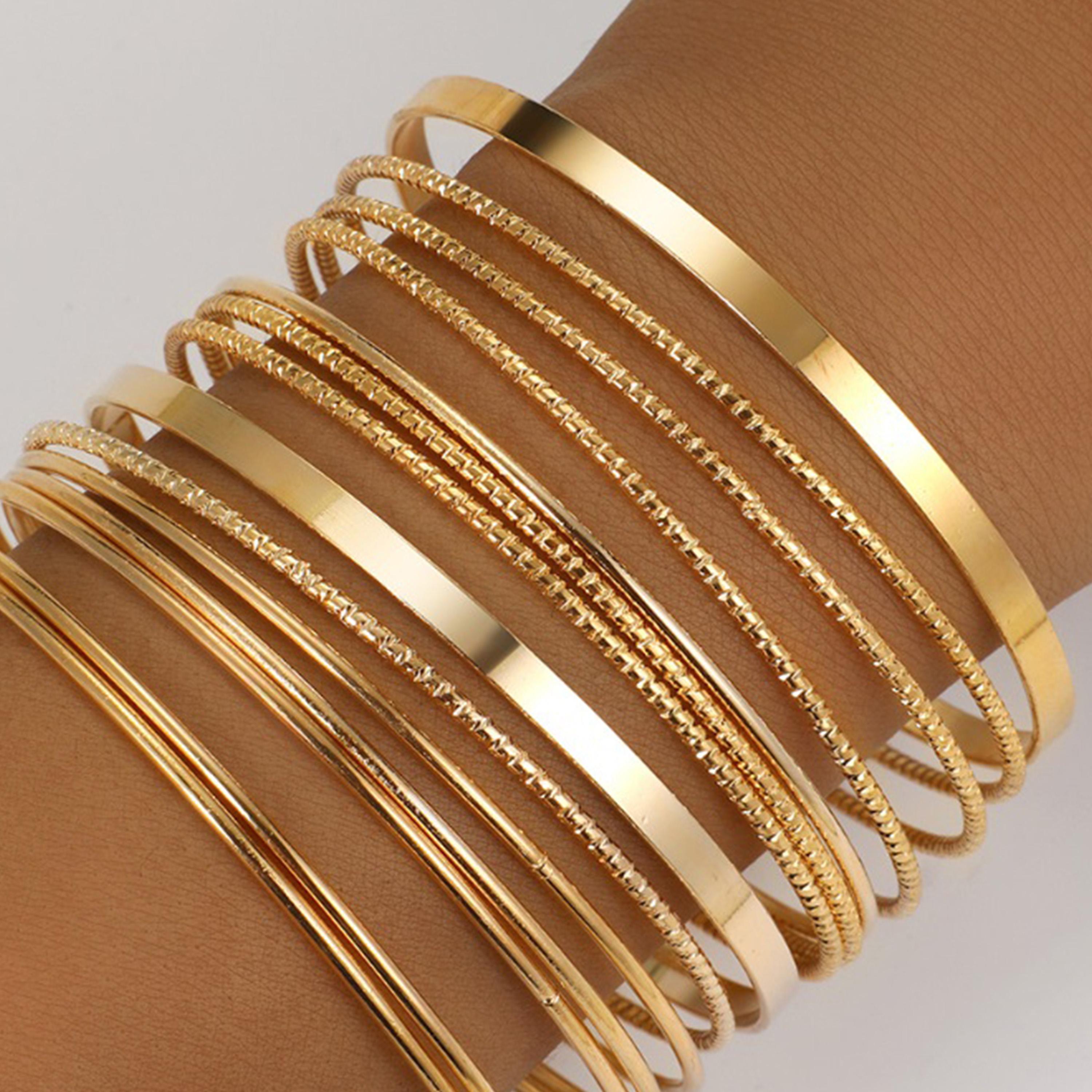 ستايلي - مجموعة من 14 قطعة - أساور منقوشة-women-watchesandjewellery-jewellery-banglesandbracelets-image-6