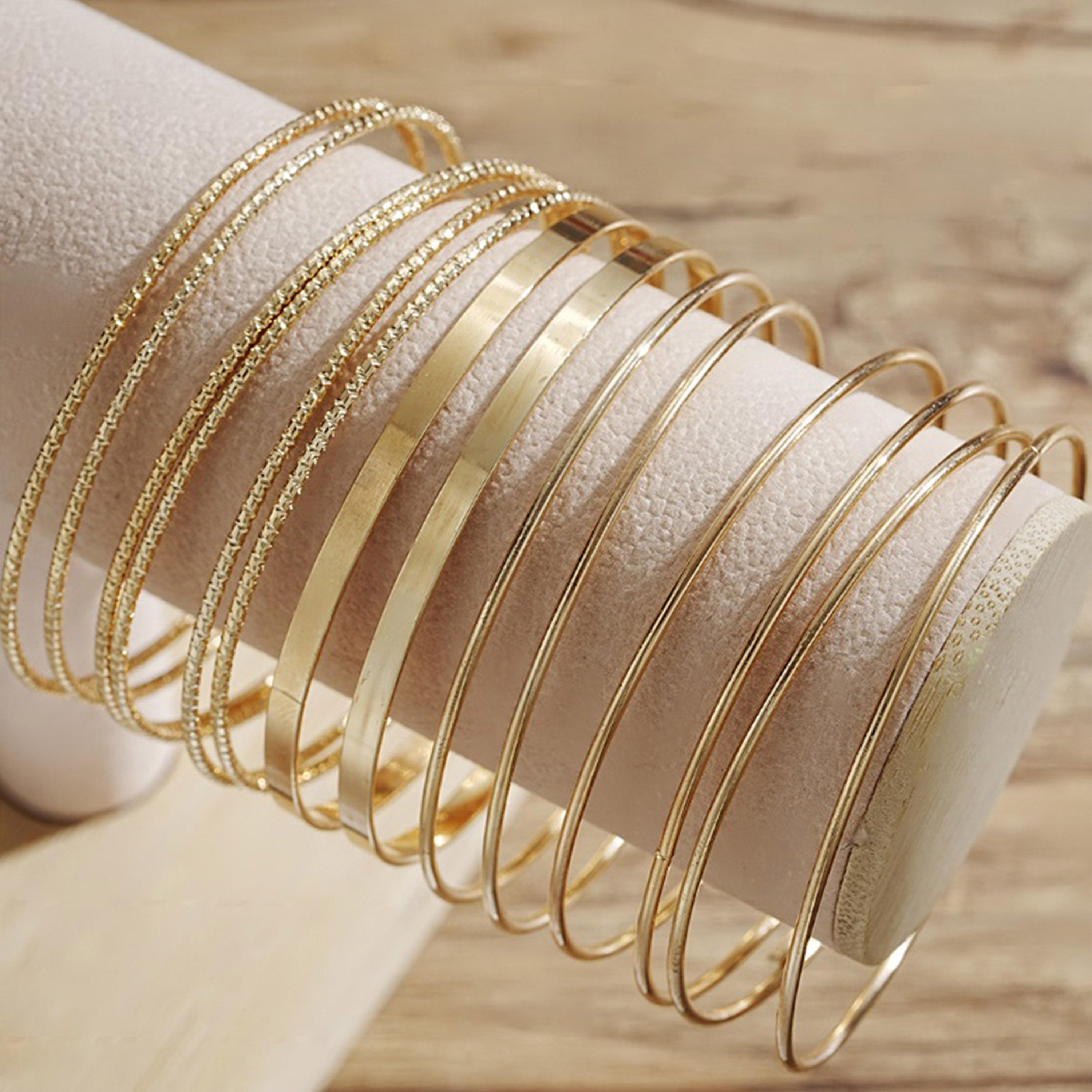 ستايلي - مجموعة من 14 قطعة - أساور منقوشة-women-watchesandjewellery-jewellery-banglesandbracelets-image-7