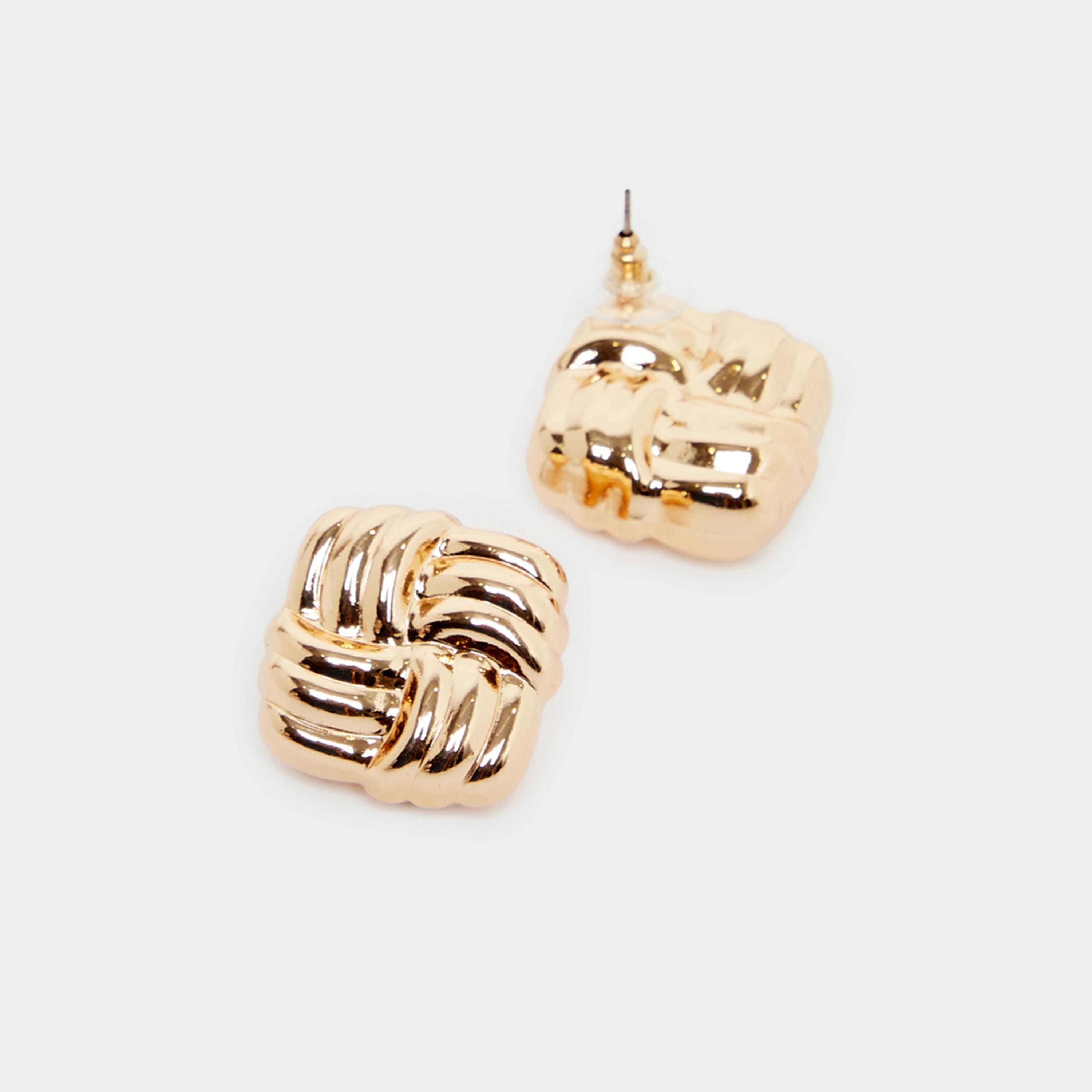 Styli Square Textured Stud Earrings-women-watchesandjewellery-jewellery-earrings-image-3