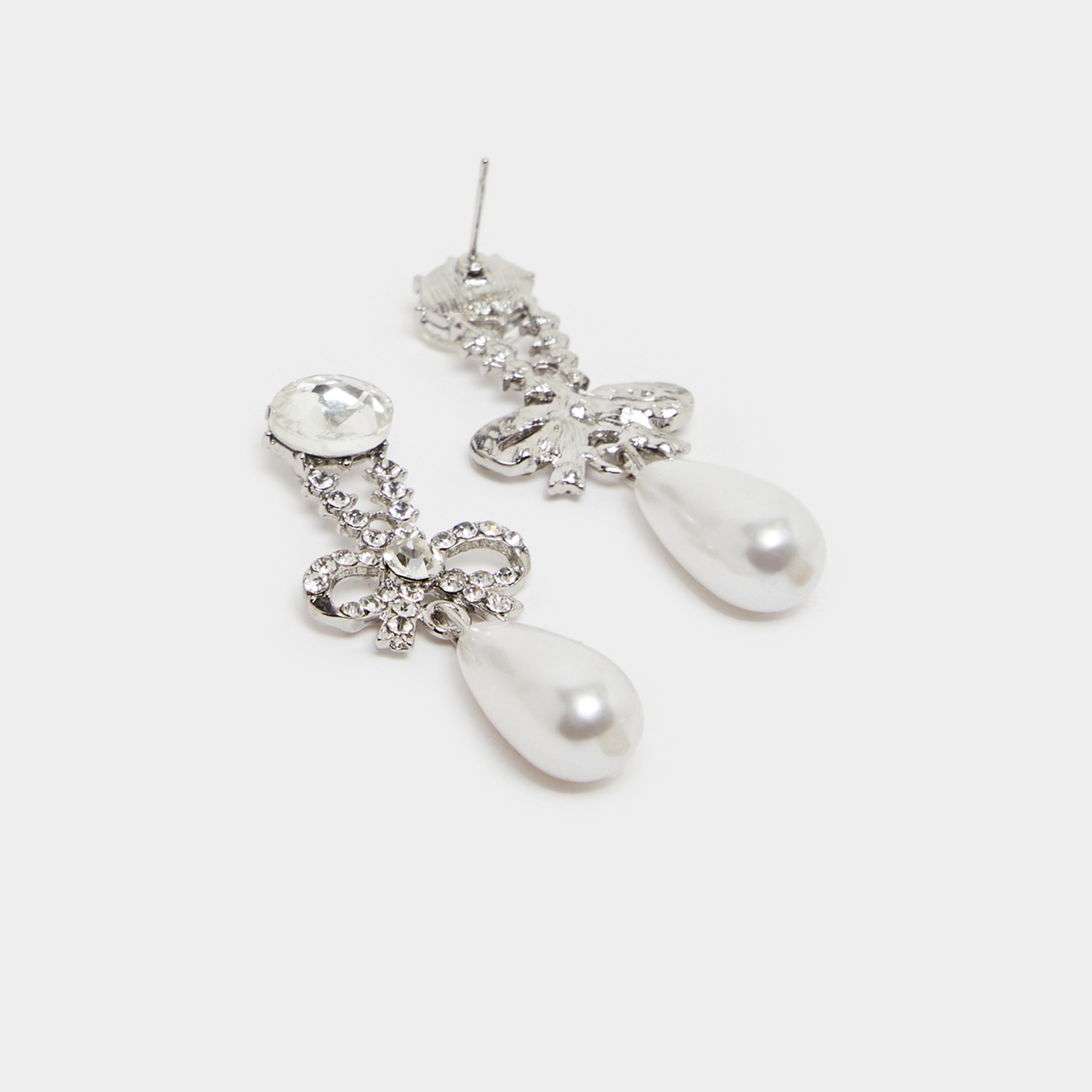 Styli Ribbon Faux Pearl Drop Earrings-women-watchesandjewellery-jewellery-earrings-image-3