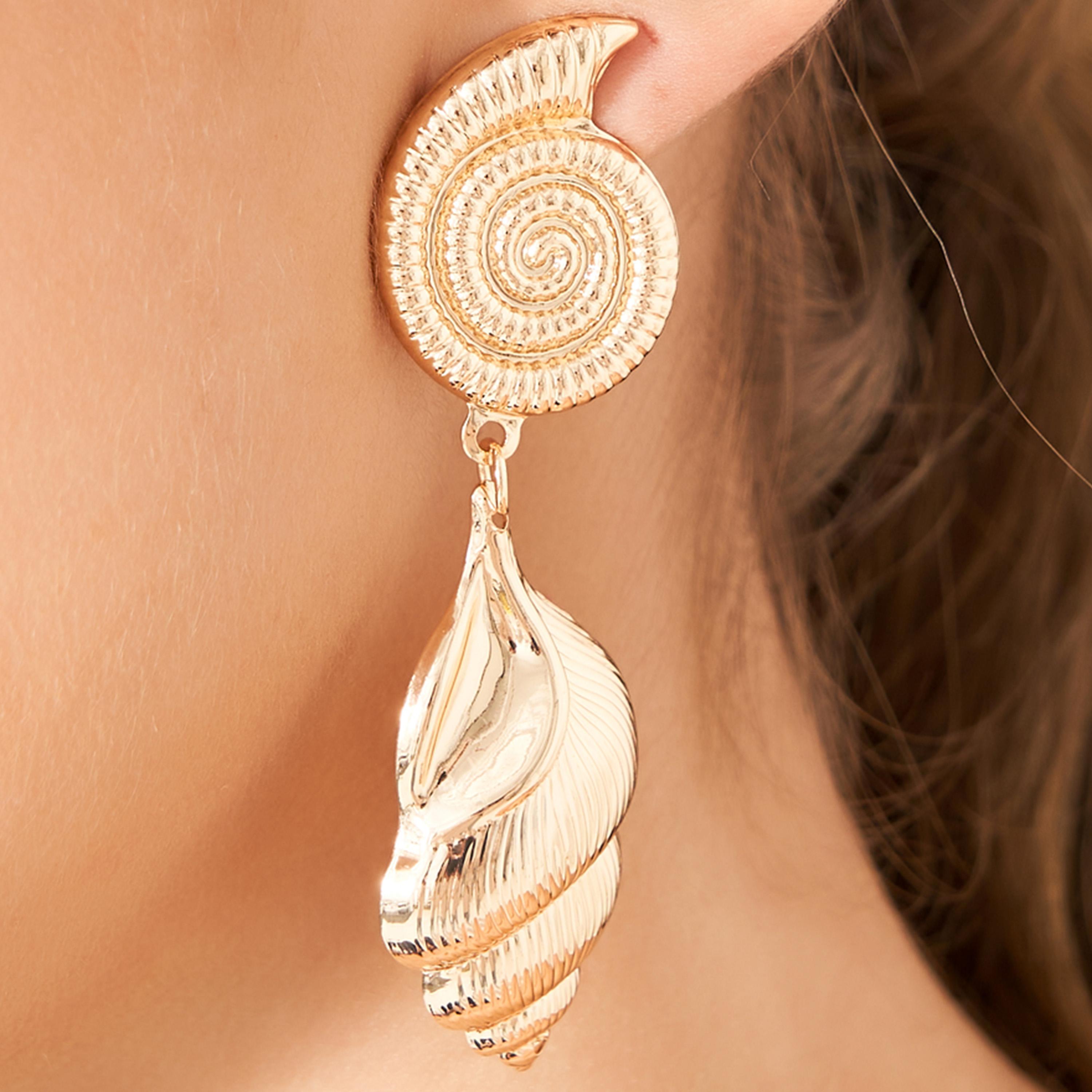 Styli Shell Drop Earrings-women-watchesandjewellery-jewellery-earrings-image-2