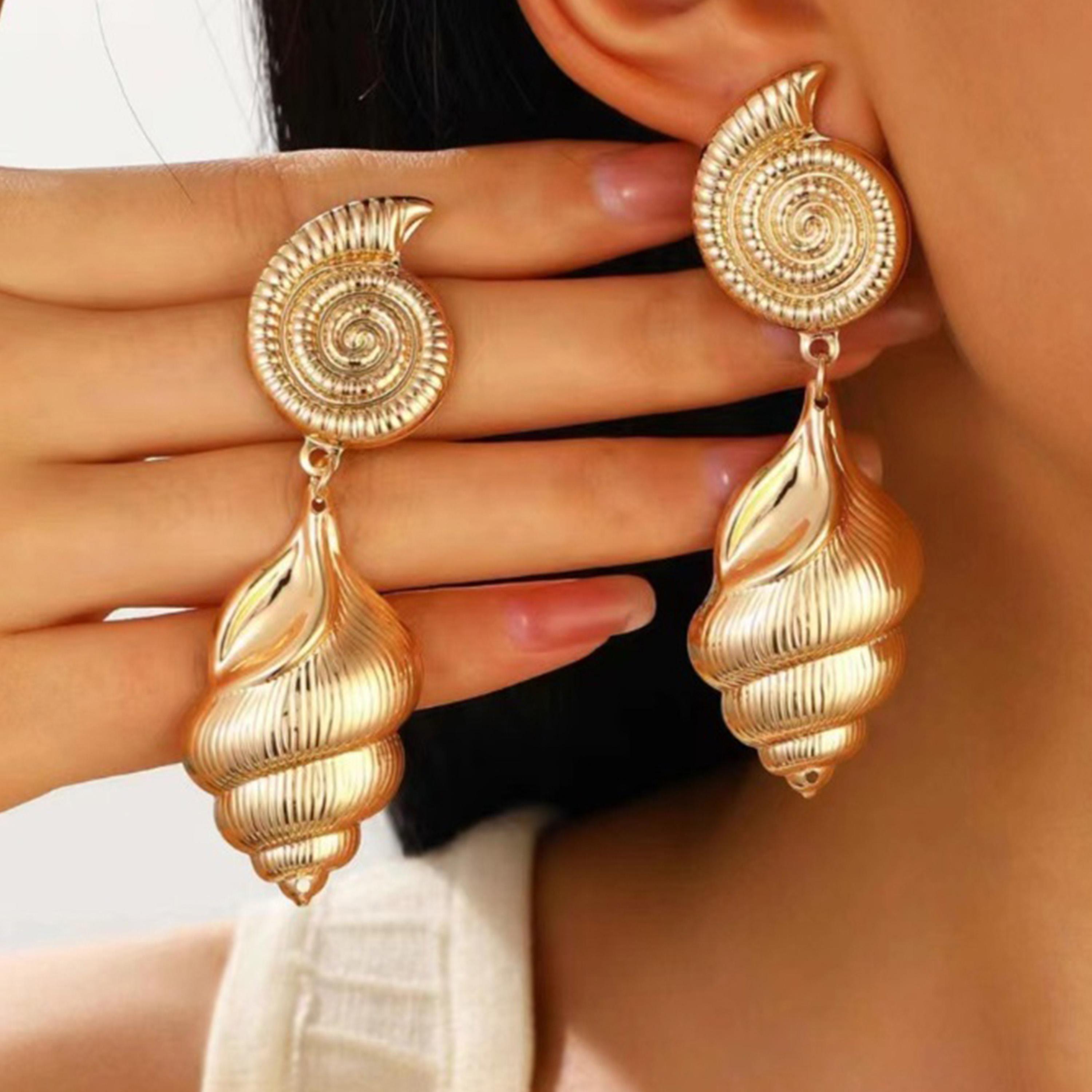 Styli Shell Drop Earrings-women-watchesandjewellery-jewellery-earrings-image-4