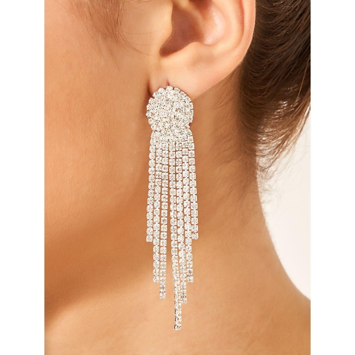 Embellished Tassel Drop Earrings-women-watchesandjewellery-jewellery-earrings-image-2