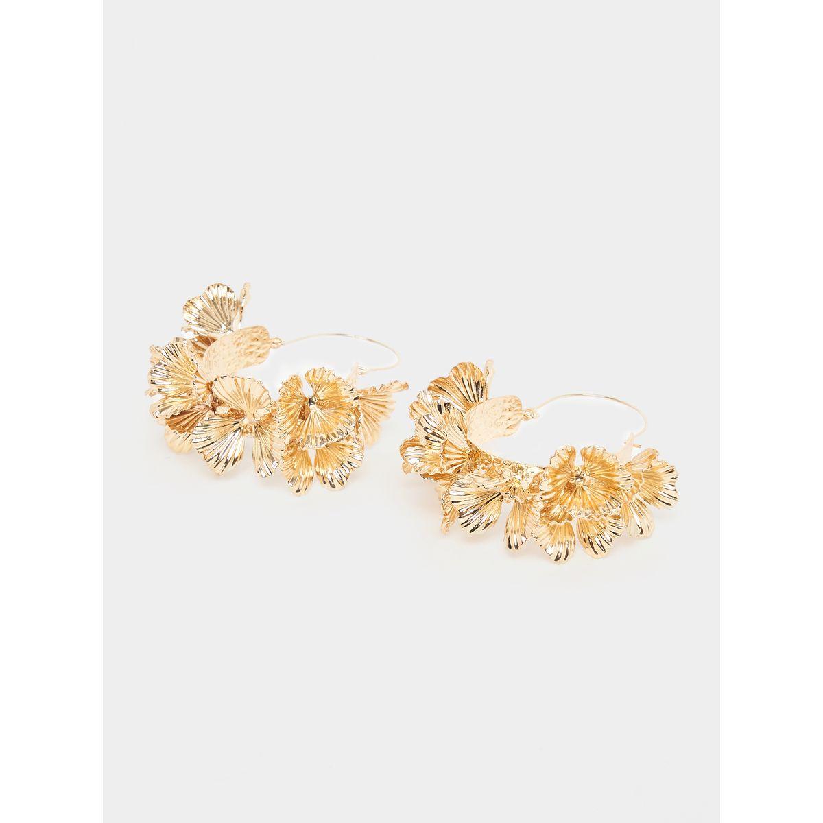 Textured Floral Earrings-women-watchesandjewellery-jewellery-earrings-image-3