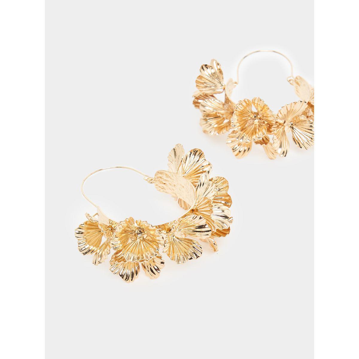 Textured Floral Earrings-women-watchesandjewellery-jewellery-earrings-image-4