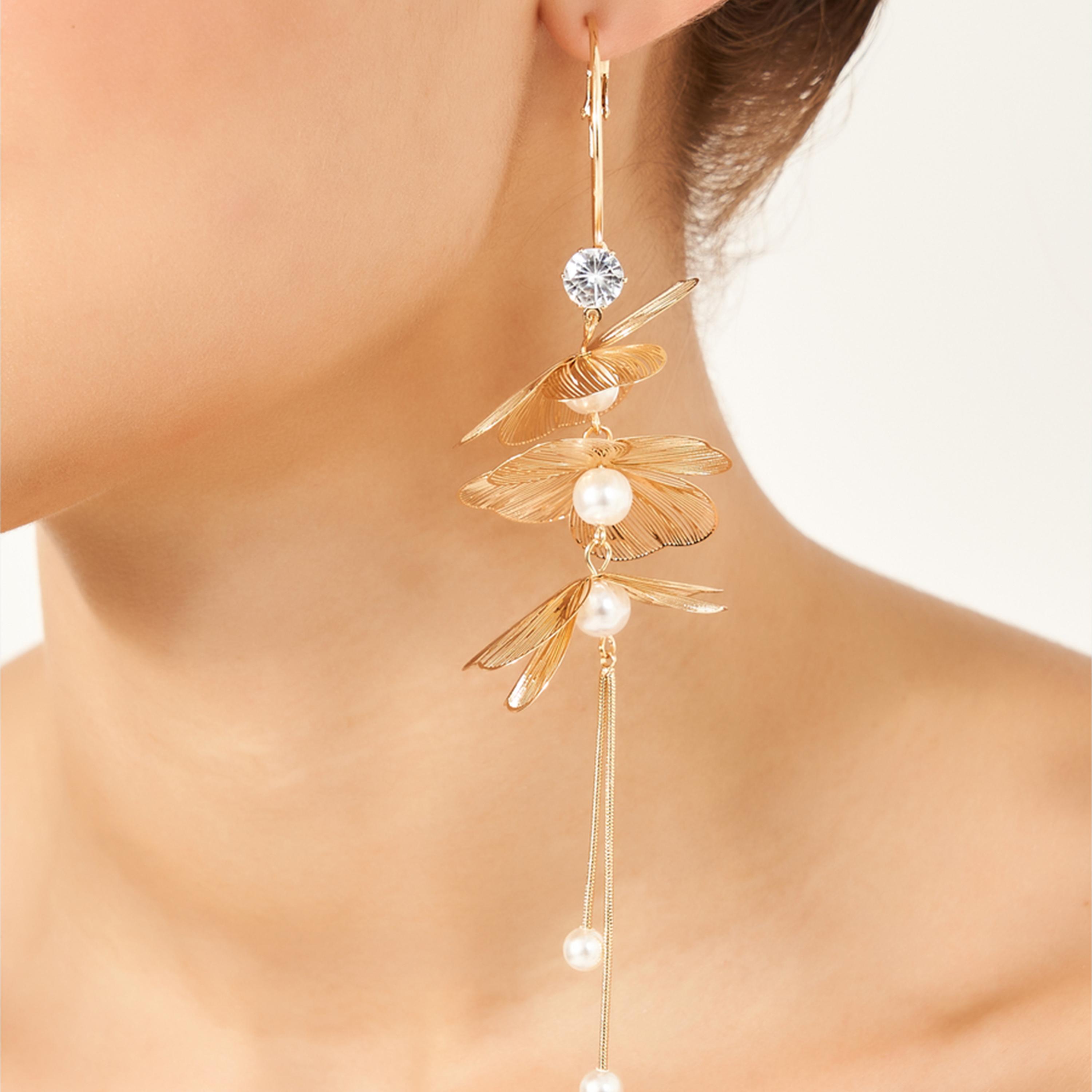 ستايلي - أقراط متدلية - زهور وشراشيب-women-watchesandjewellery-jewellery-earrings-image-2